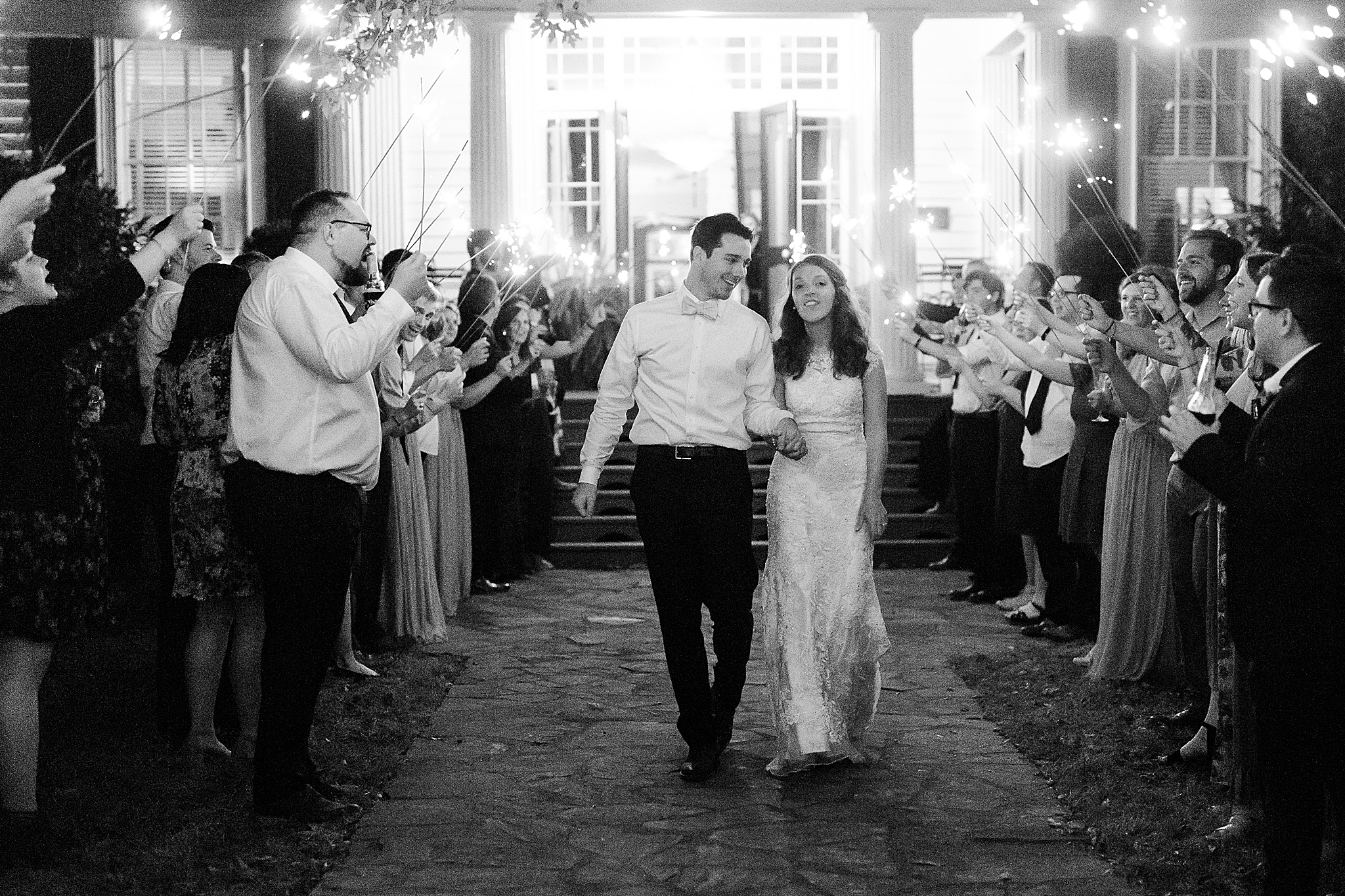 Lake O' The Woods Plantation wedding reception sparkler exit
