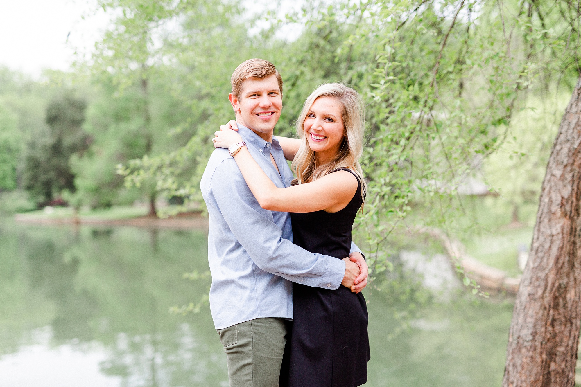 stylish Charlotte engagement portraits in Freedom Park