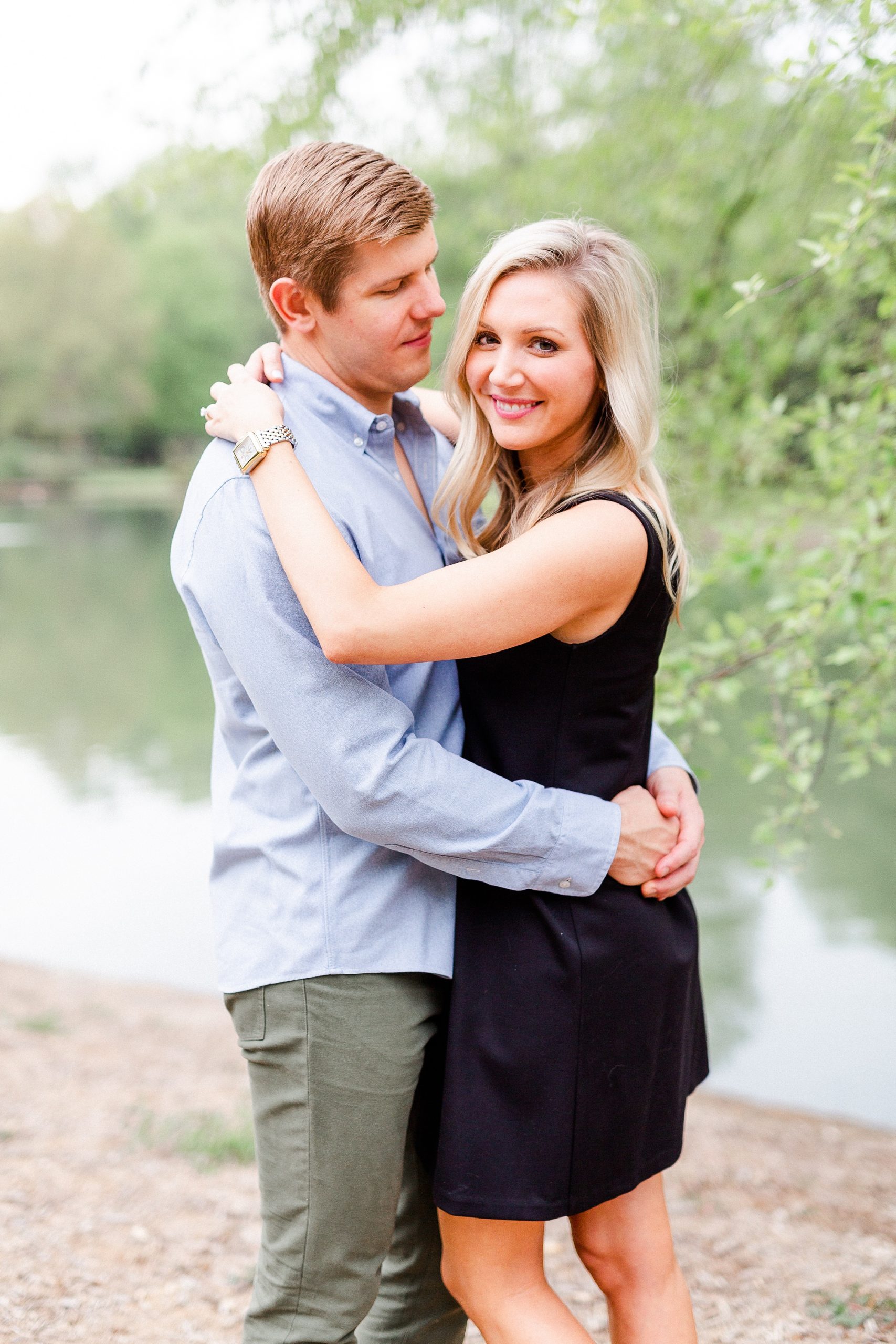 stylish Charlotte engagement photos in Freedom Park