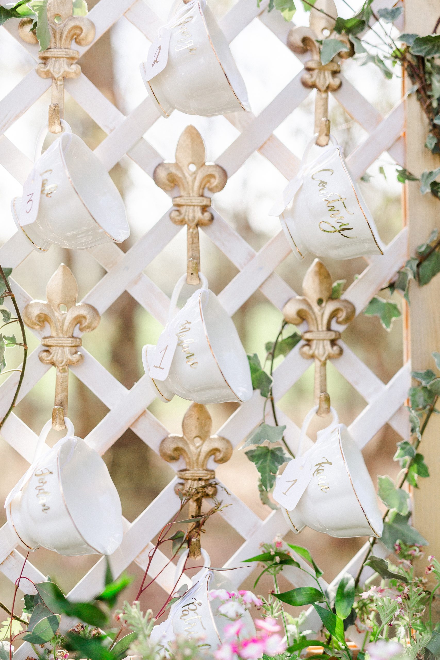 teacup seating chart for Carolina Country Weddings