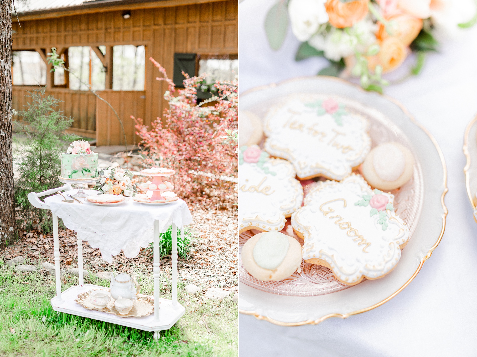 dessert table at spring time wedding reception