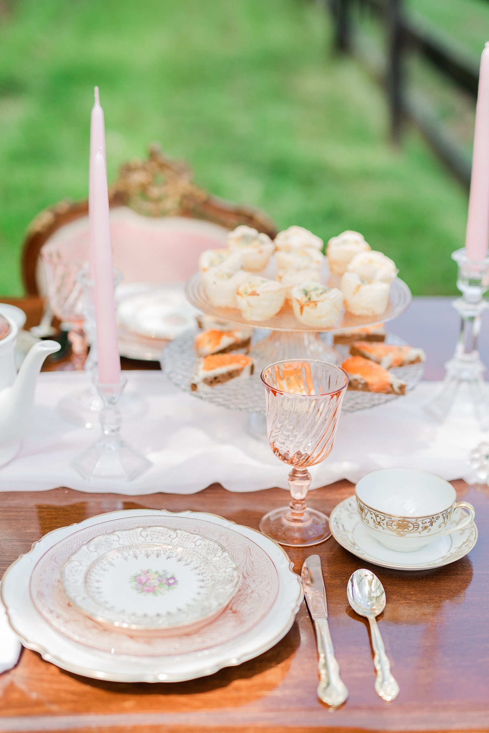 high tea inspired wedding reception at Carolina Country Weddings