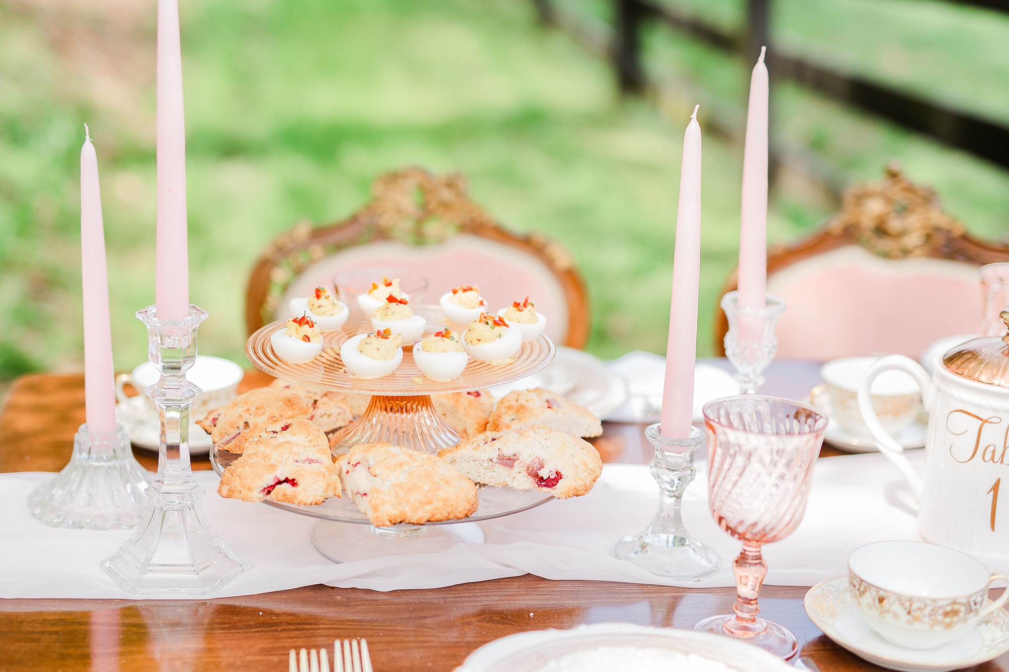 high tea inspired wedding reception at Carolina Country Weddings