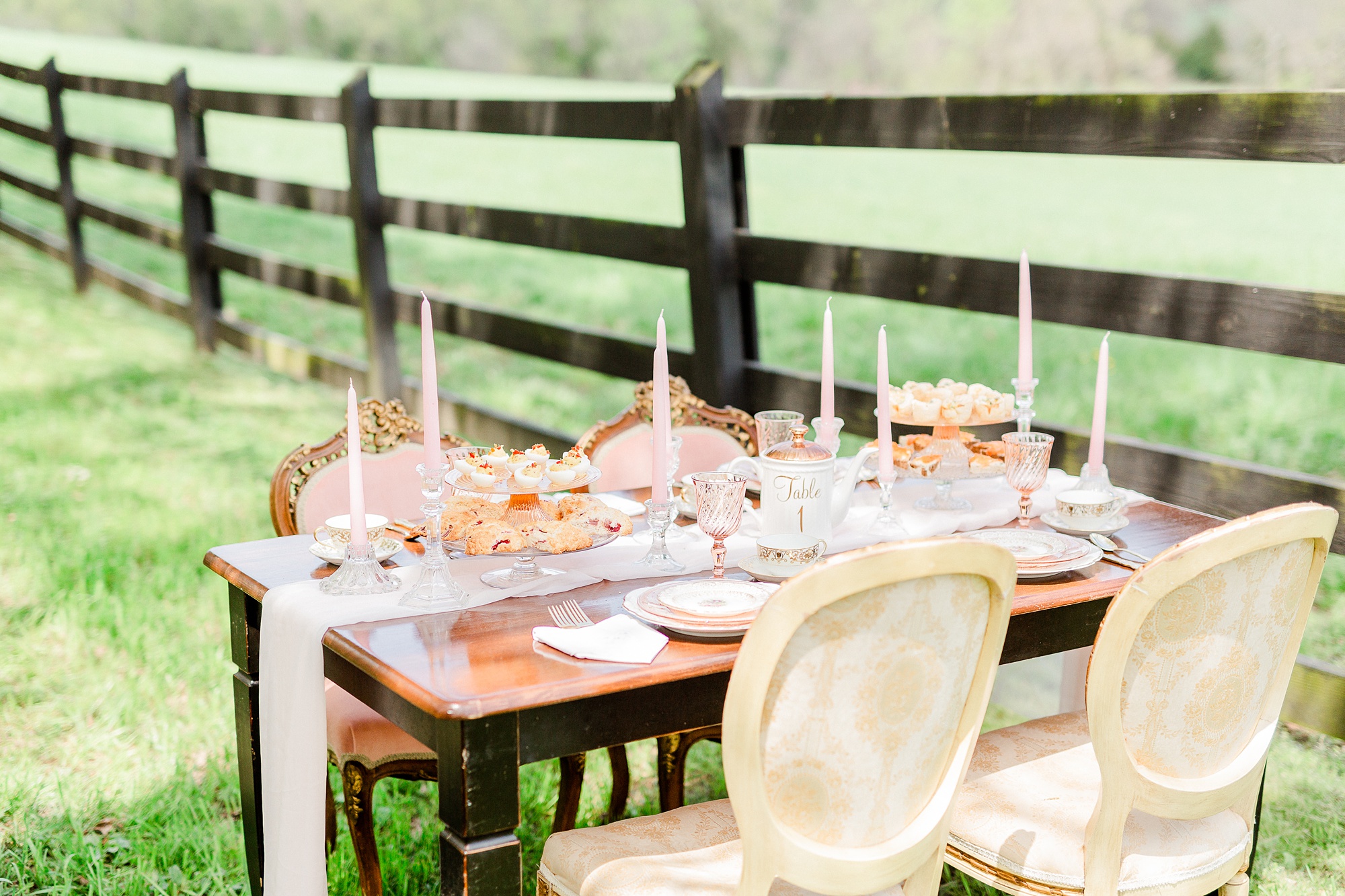 high tea inspired wedding reception at Carolina Country Weddings
