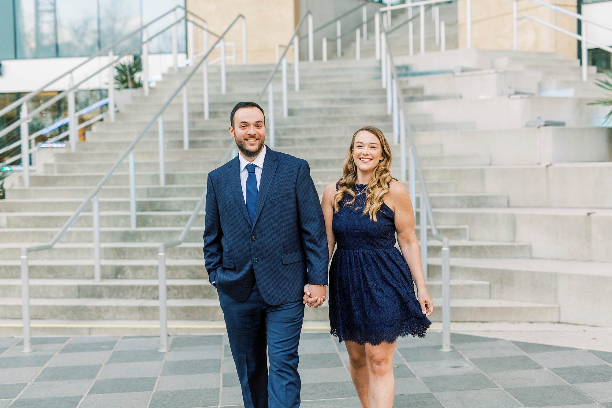 elegant Mint Museum engagement portraits