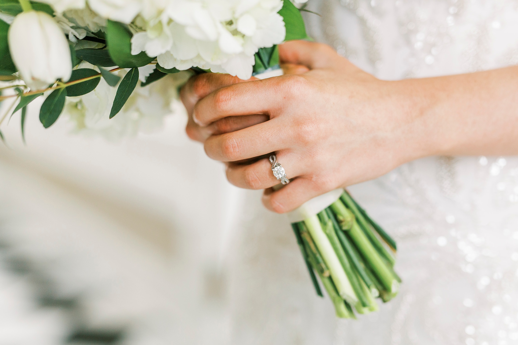 bride holds bouquet of flowers in Charlotte NC