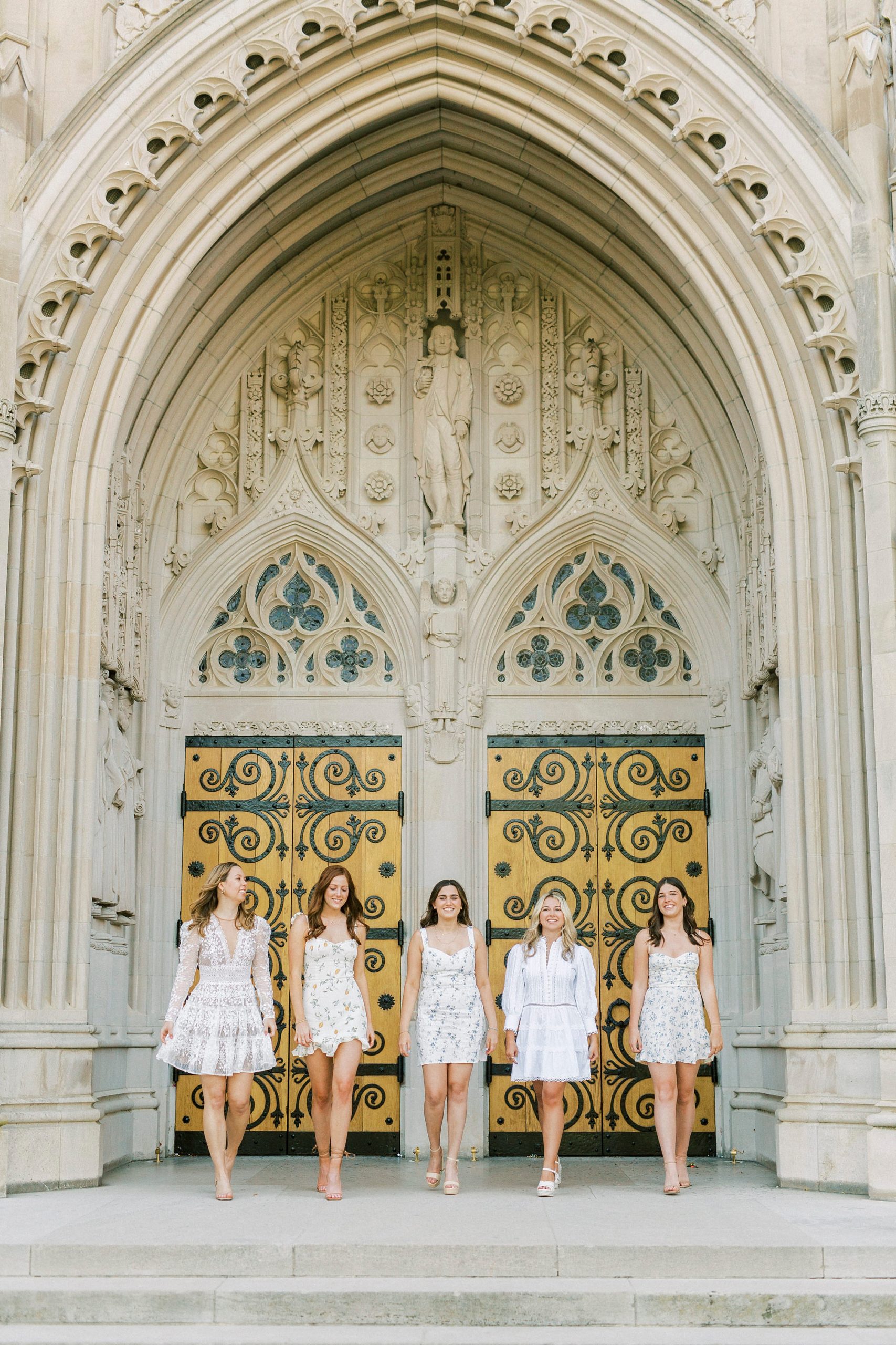 Duke University graduation portraits of five girls