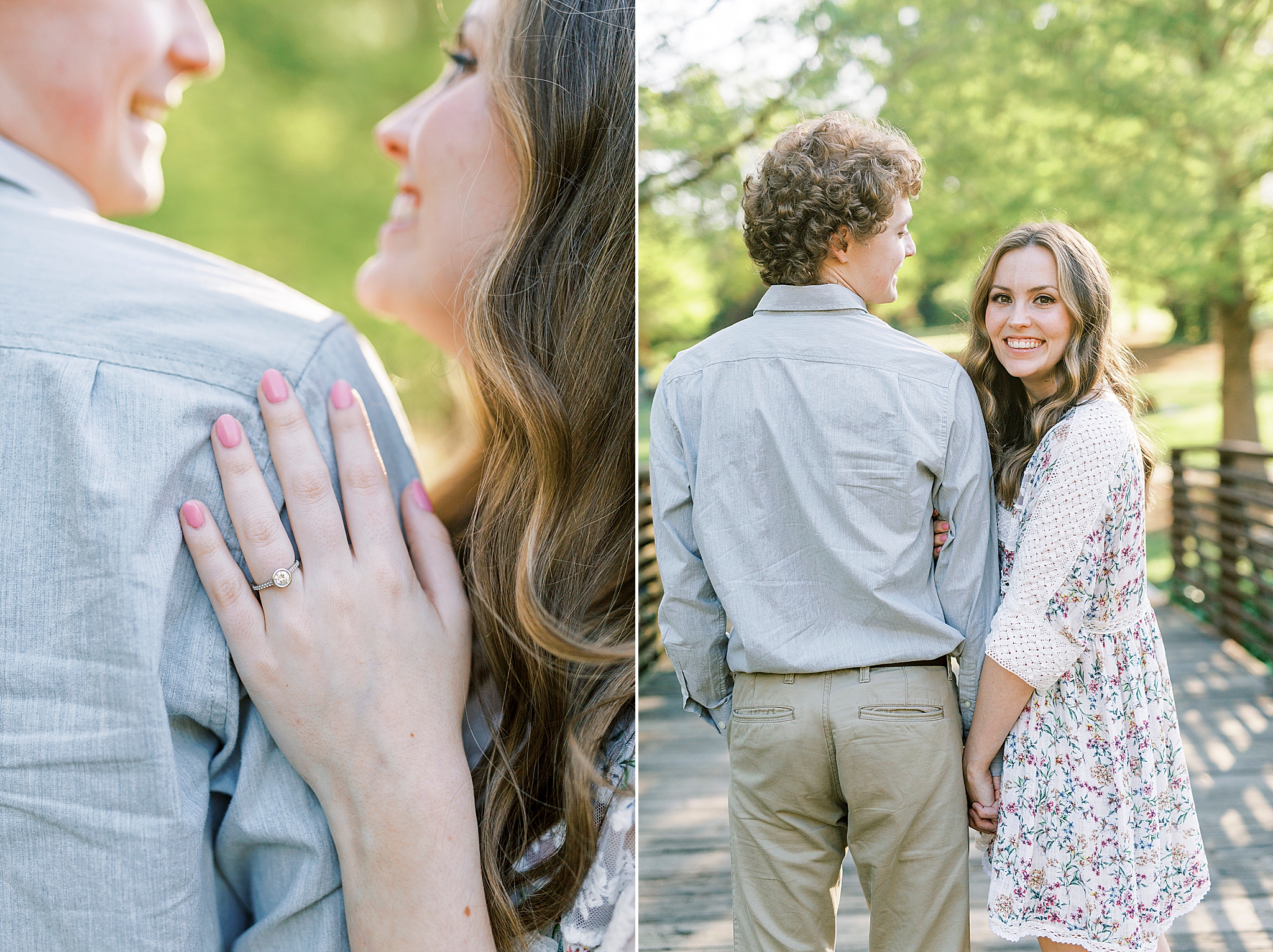 couple hugs on bridge in Glencairn Gardens
