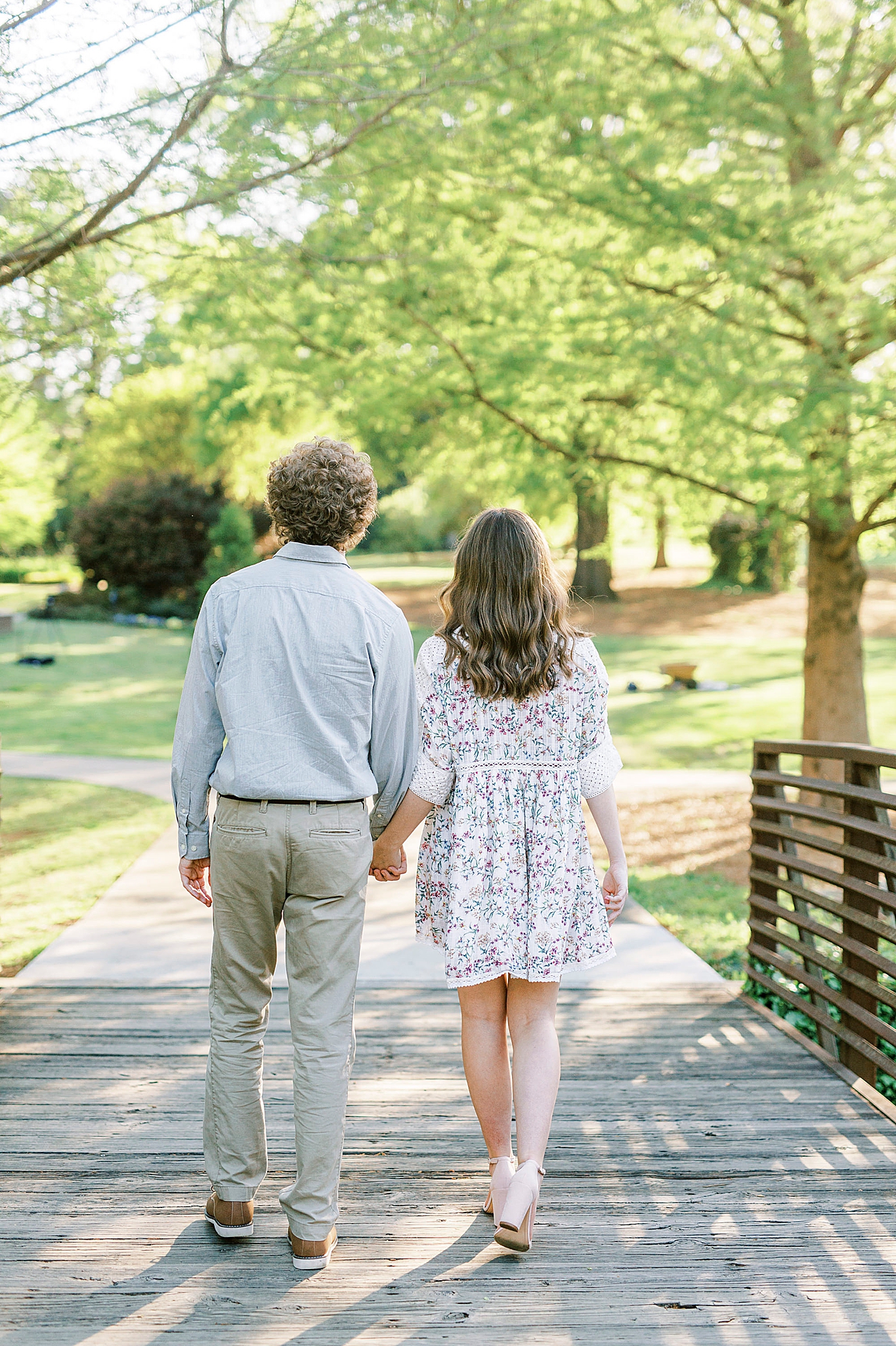 Glencairn Gardens engagement session portraits on bridge