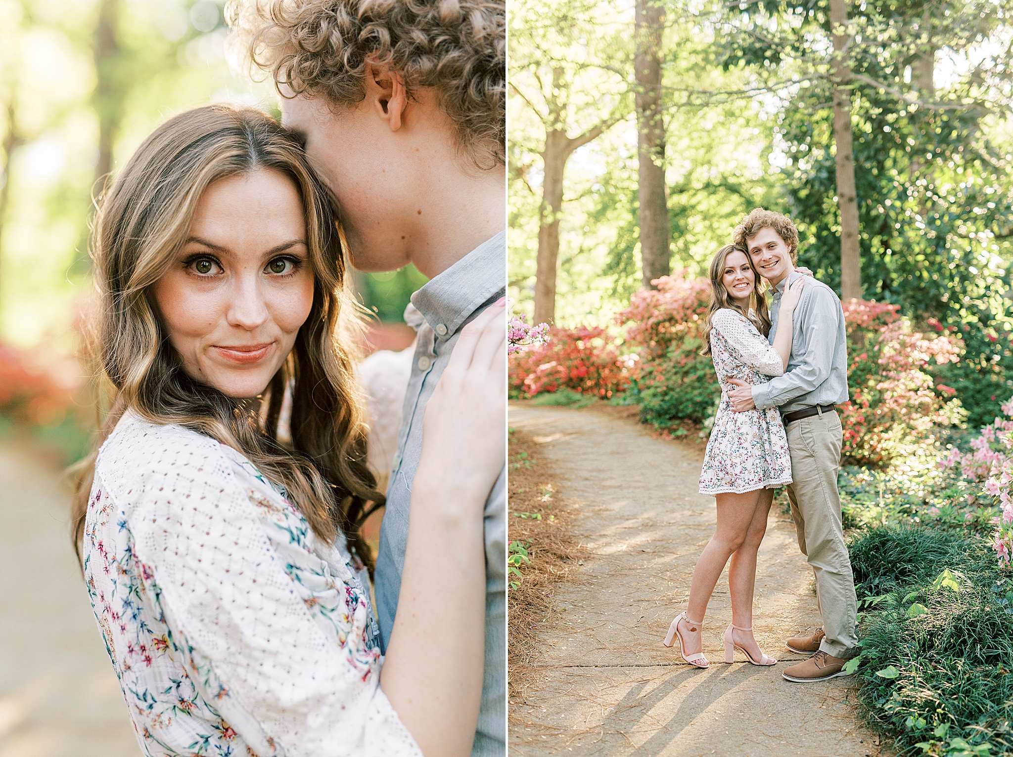 bride and groom pose on pathway in Glencairn Gardens