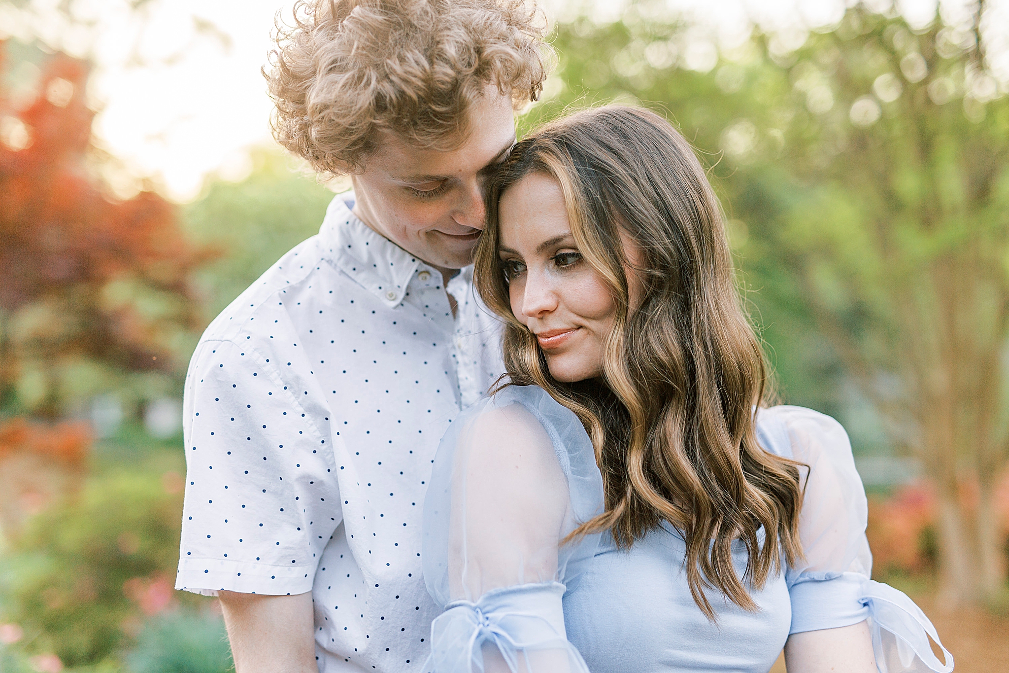 groom looks at bride during SC engagement photos