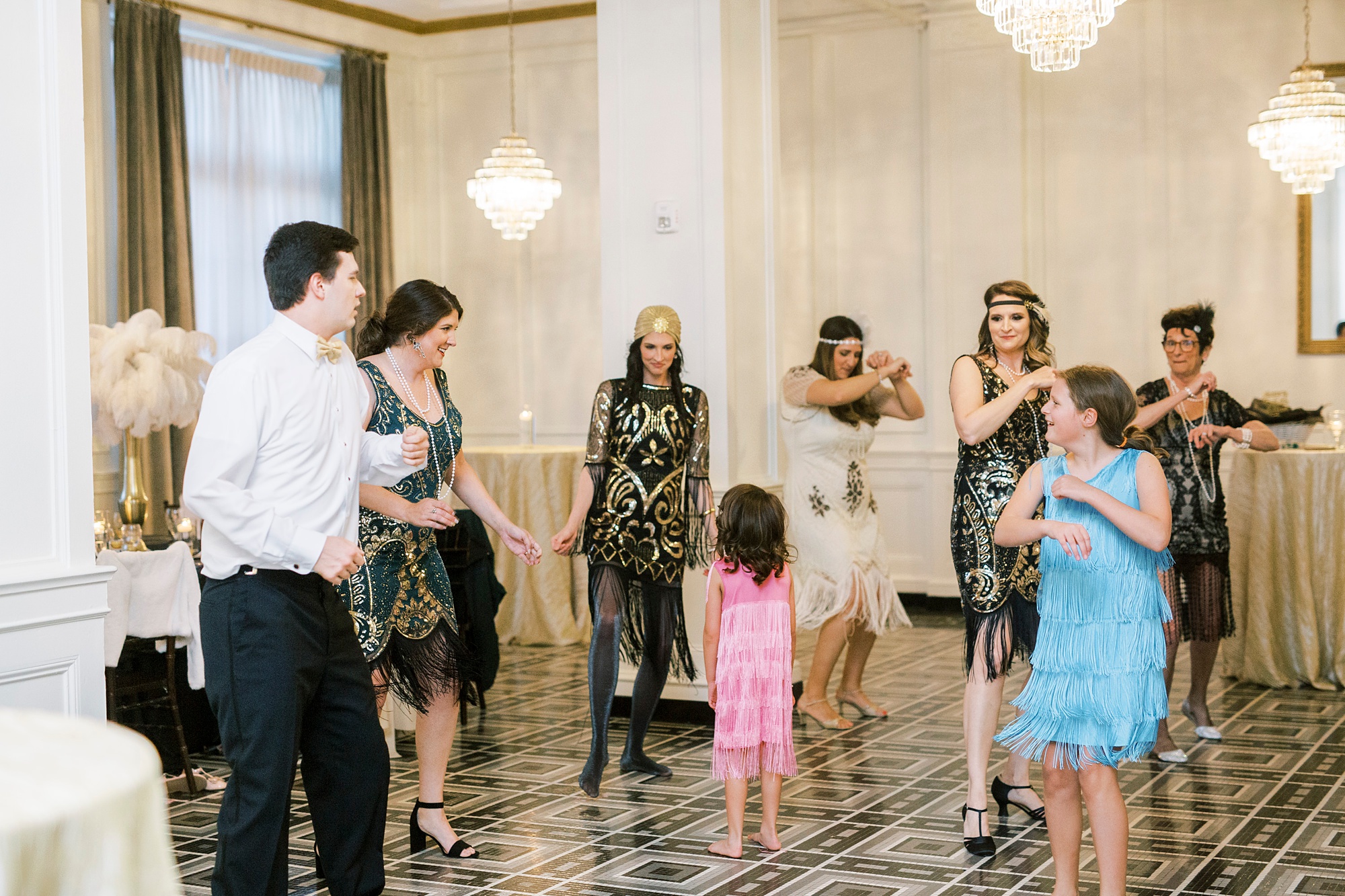 family dances during Hotel Concord birthday party