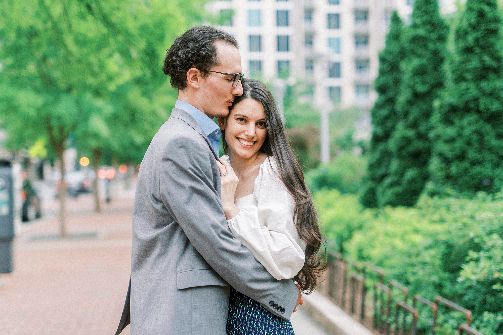 engagement portraits in park of Charlotte NC