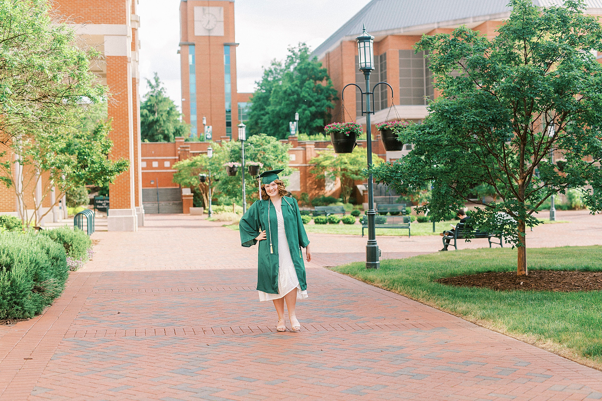 UNCC senior portraits on brick walkway