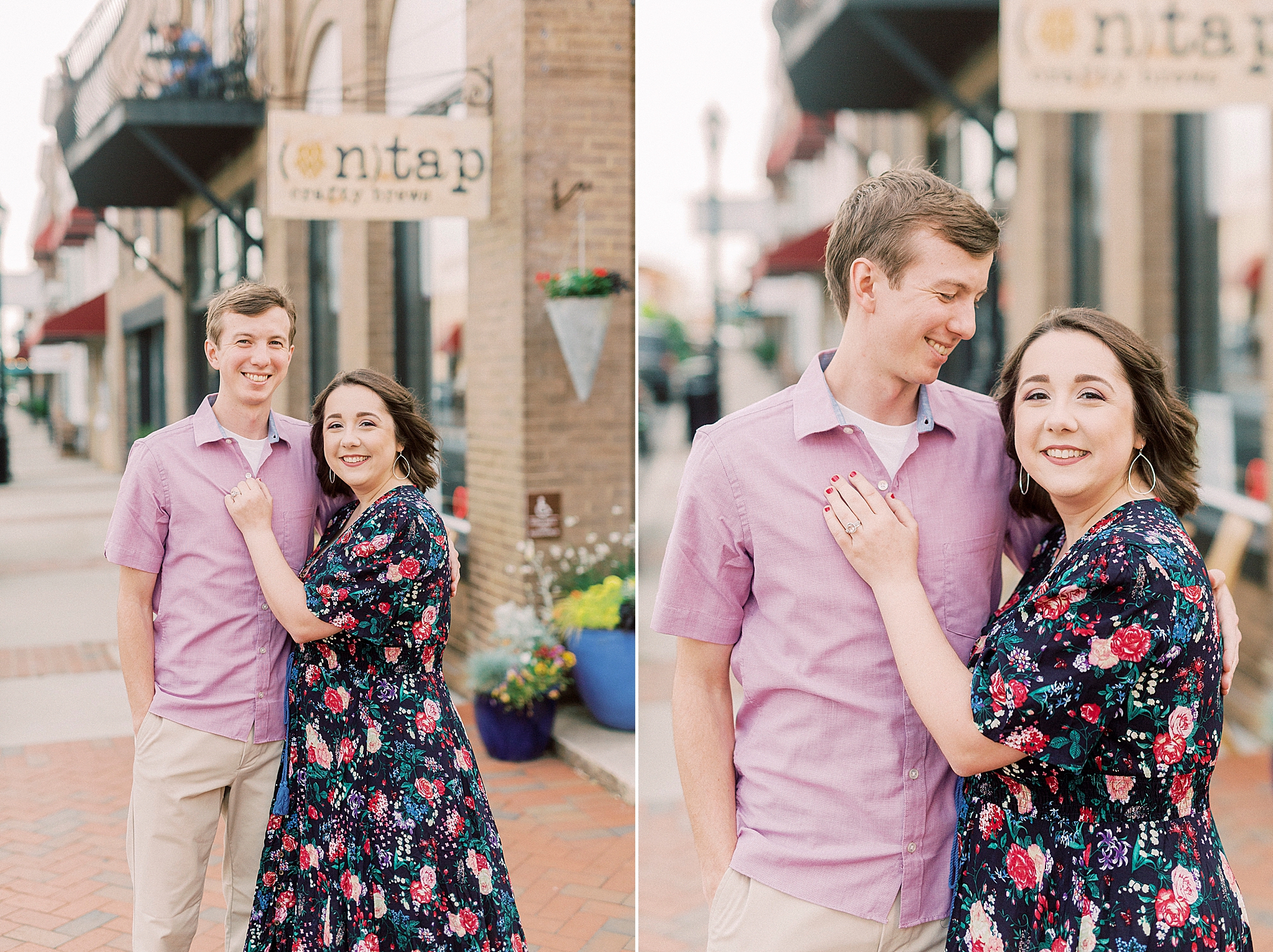 married couple walks down sidewalk in Mooresville NC