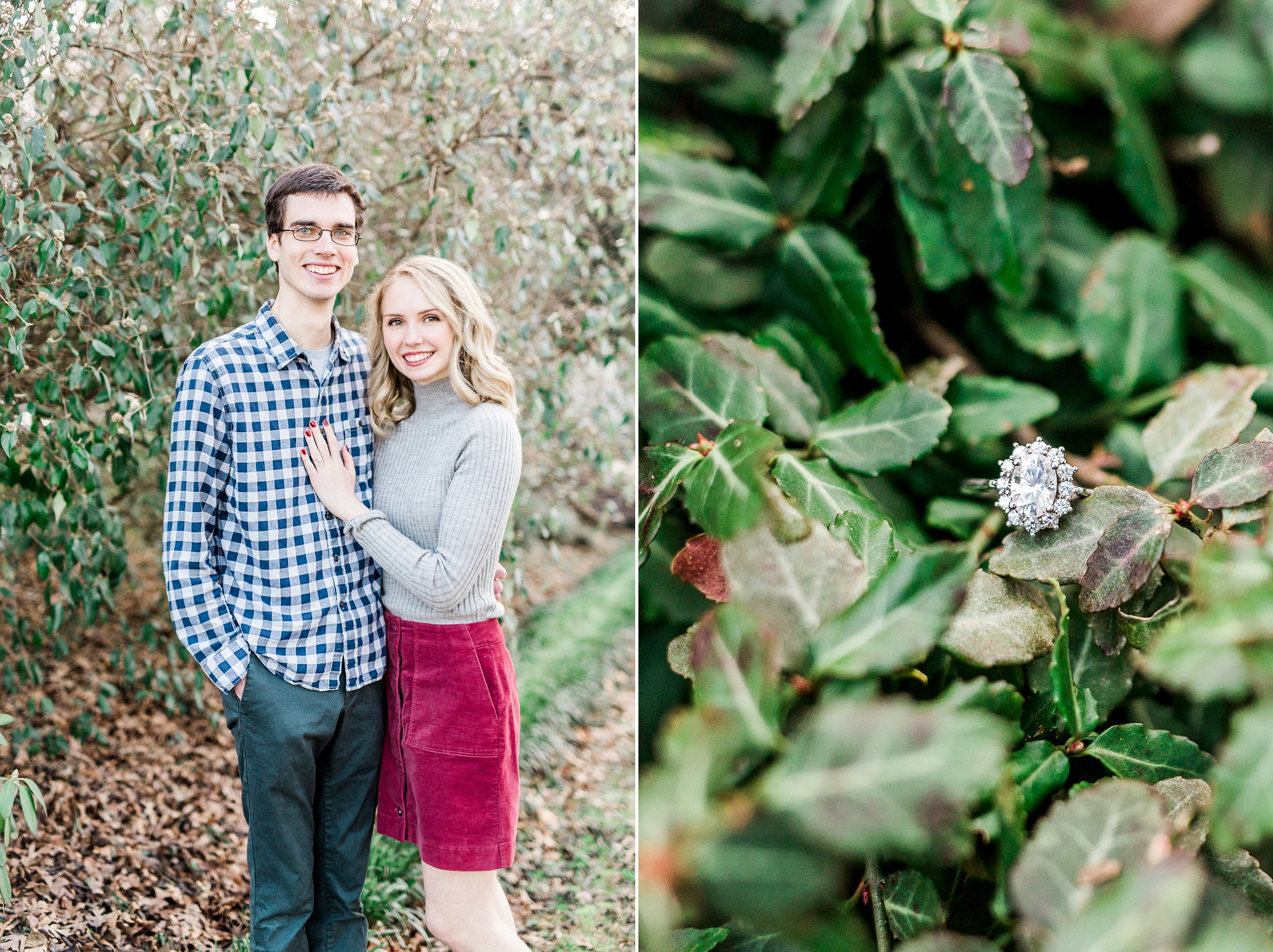 cozy winter engagement portraits in North Carolina