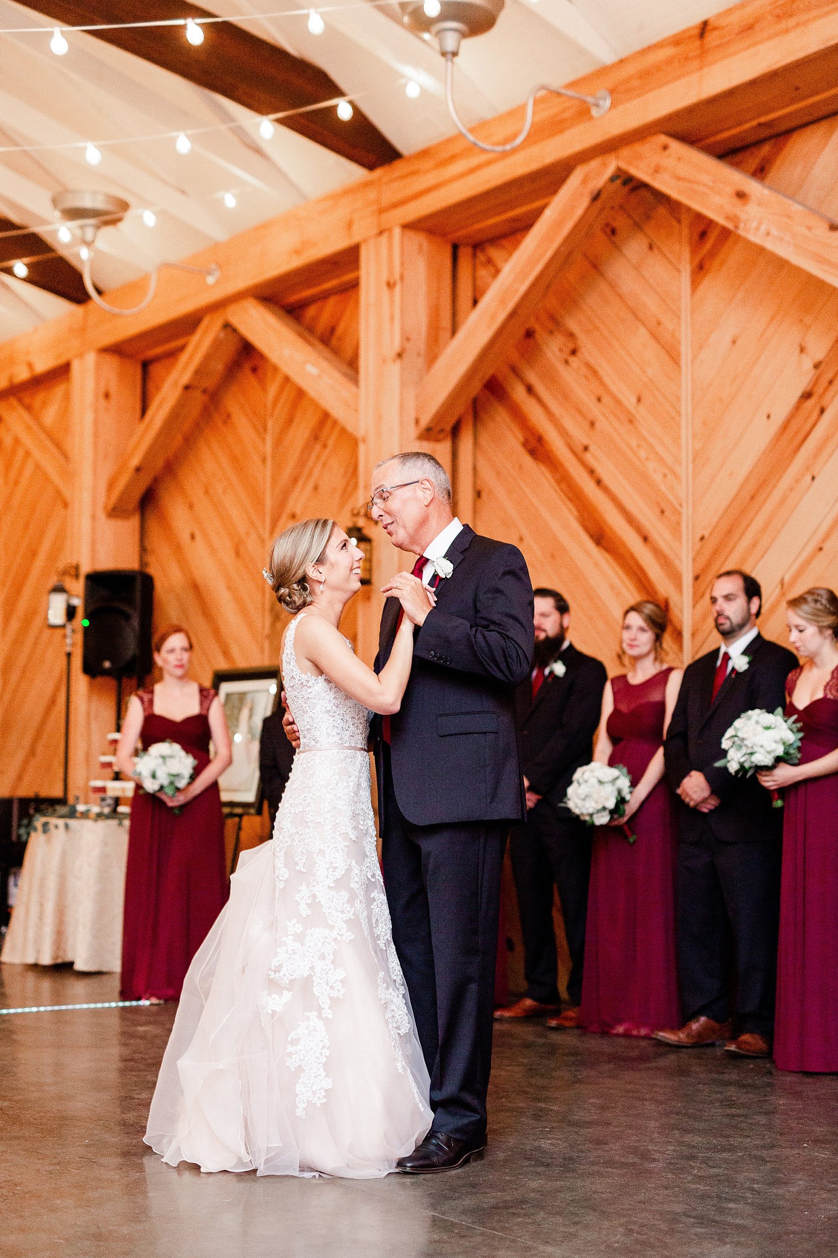bride and dad have first dance during Charlotte NC wedding reception