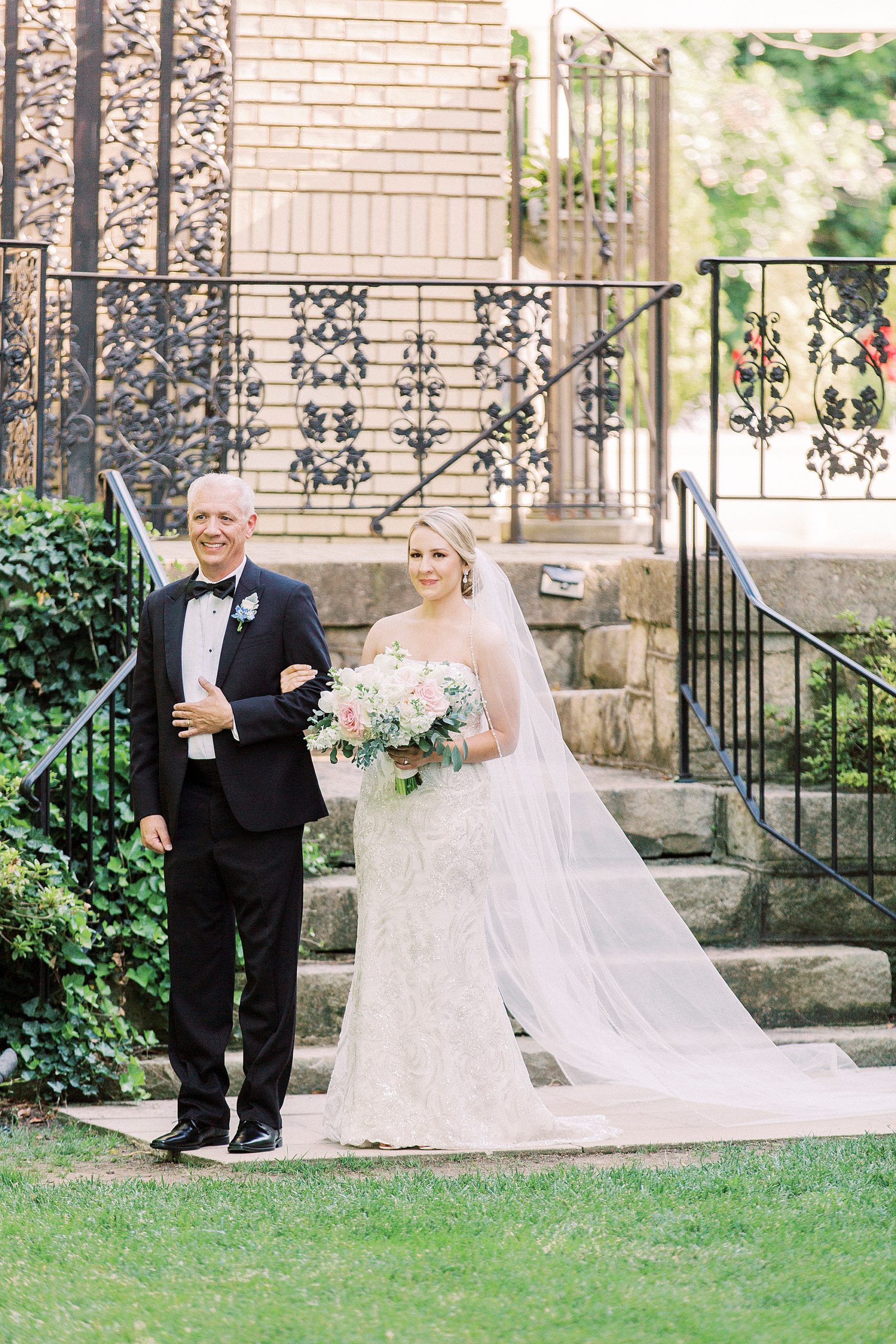 bride enters outdoor wedding ceremony at Separk Mansion