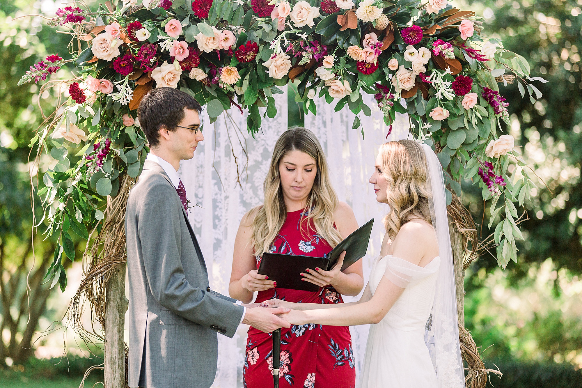 bride and groom exchange vows during Harmony NC wedding ceremony