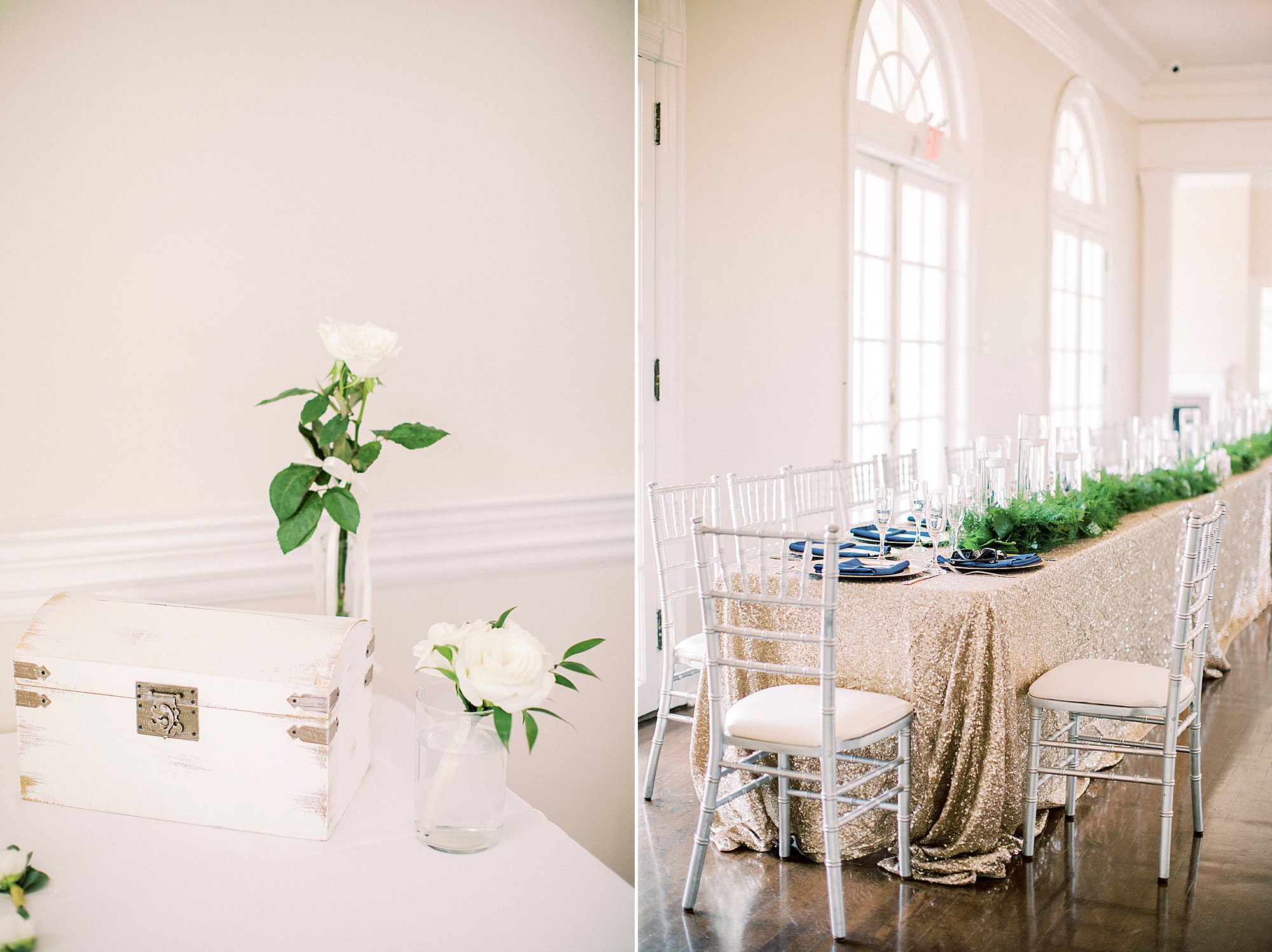 Separk Mansion wedding reception with floral centerpieces