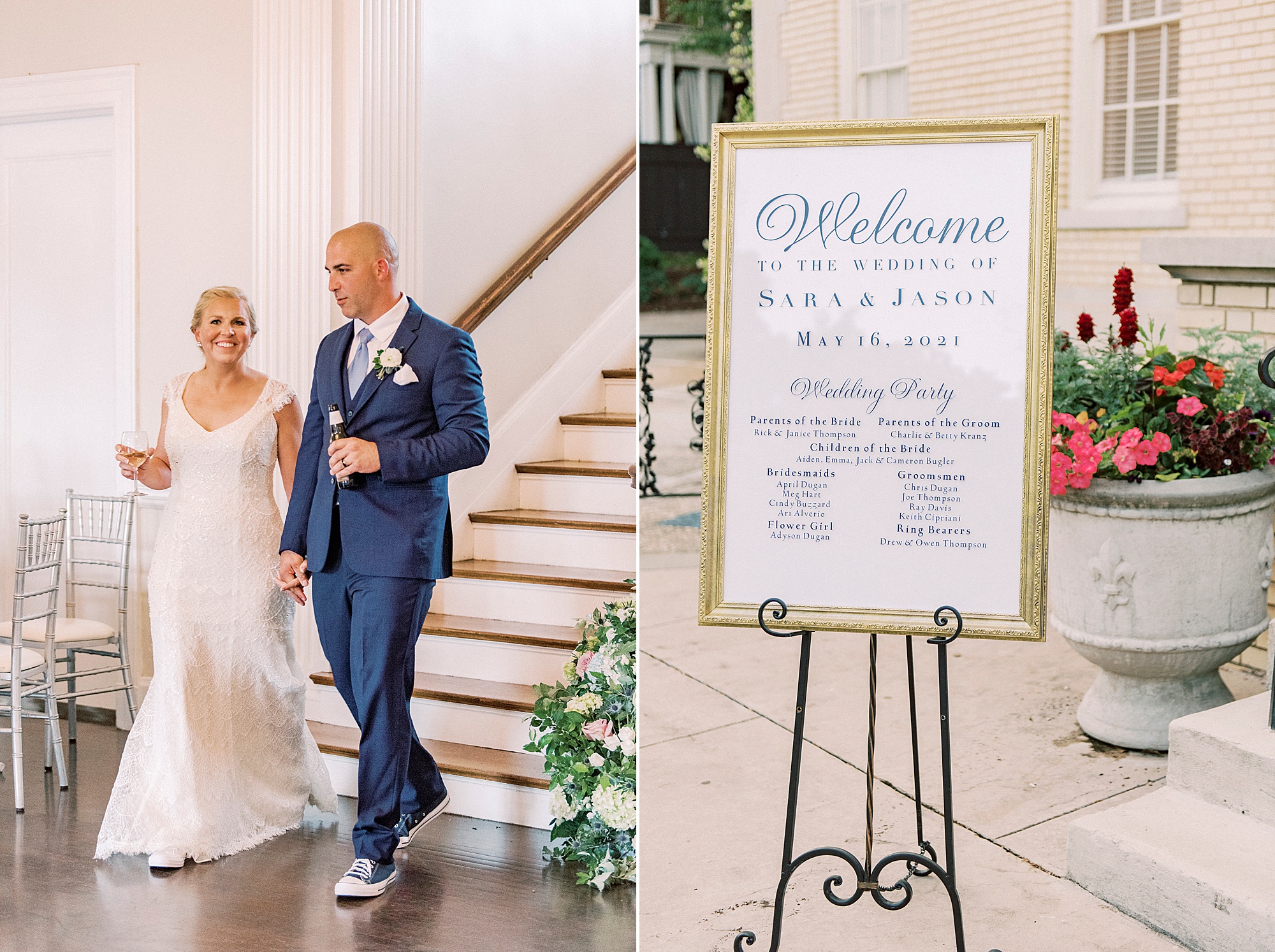 bride and groom enter wedding reception