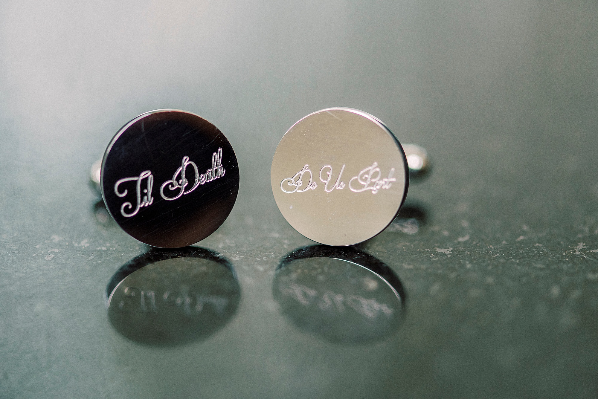 groom's custom cufflinks for NC wedding day