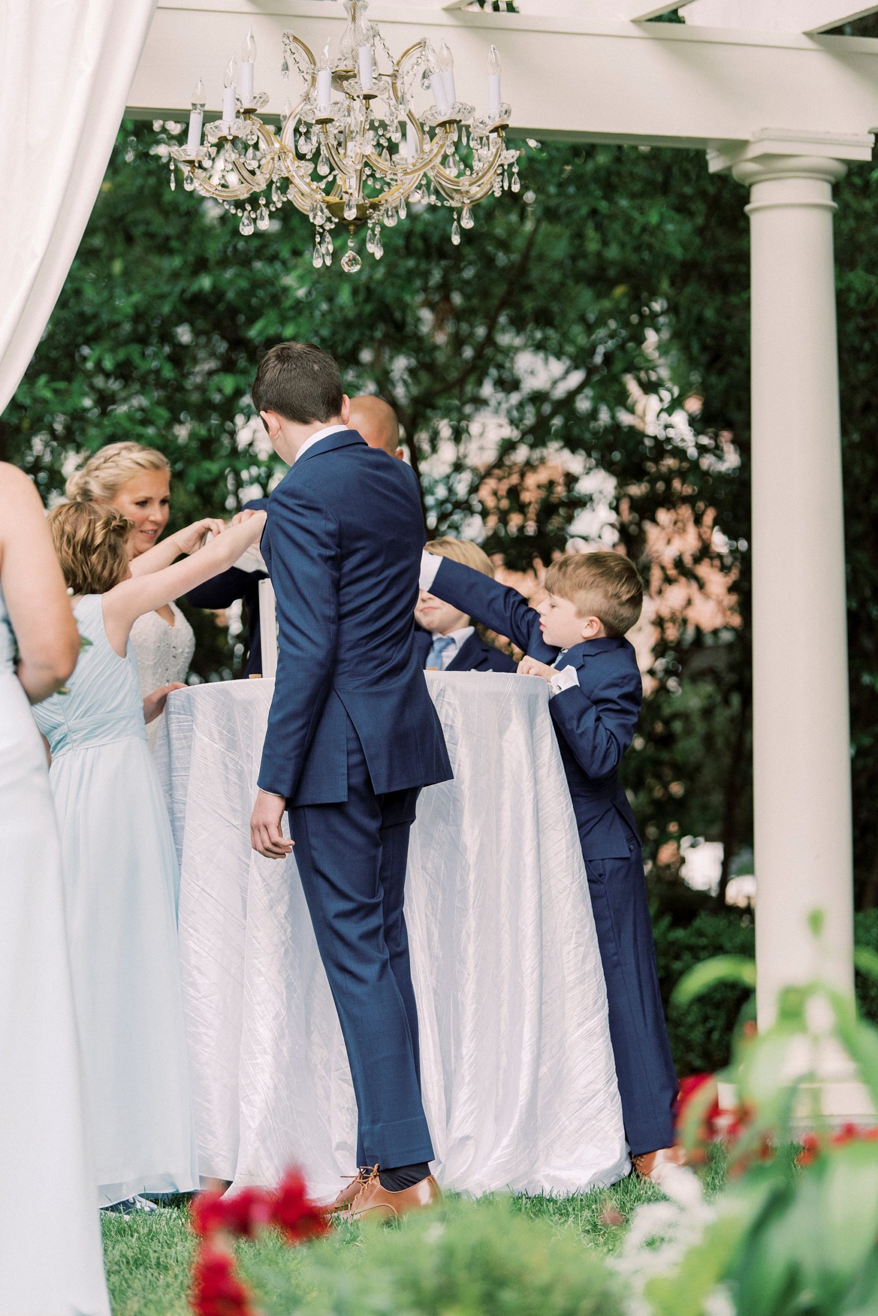 sand ceremony for family during Separk Mansion wedding with kids