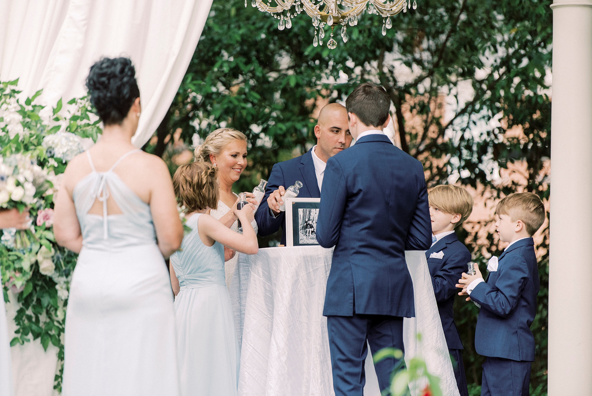sand ceremony for family during Separk Mansion wedding with kids