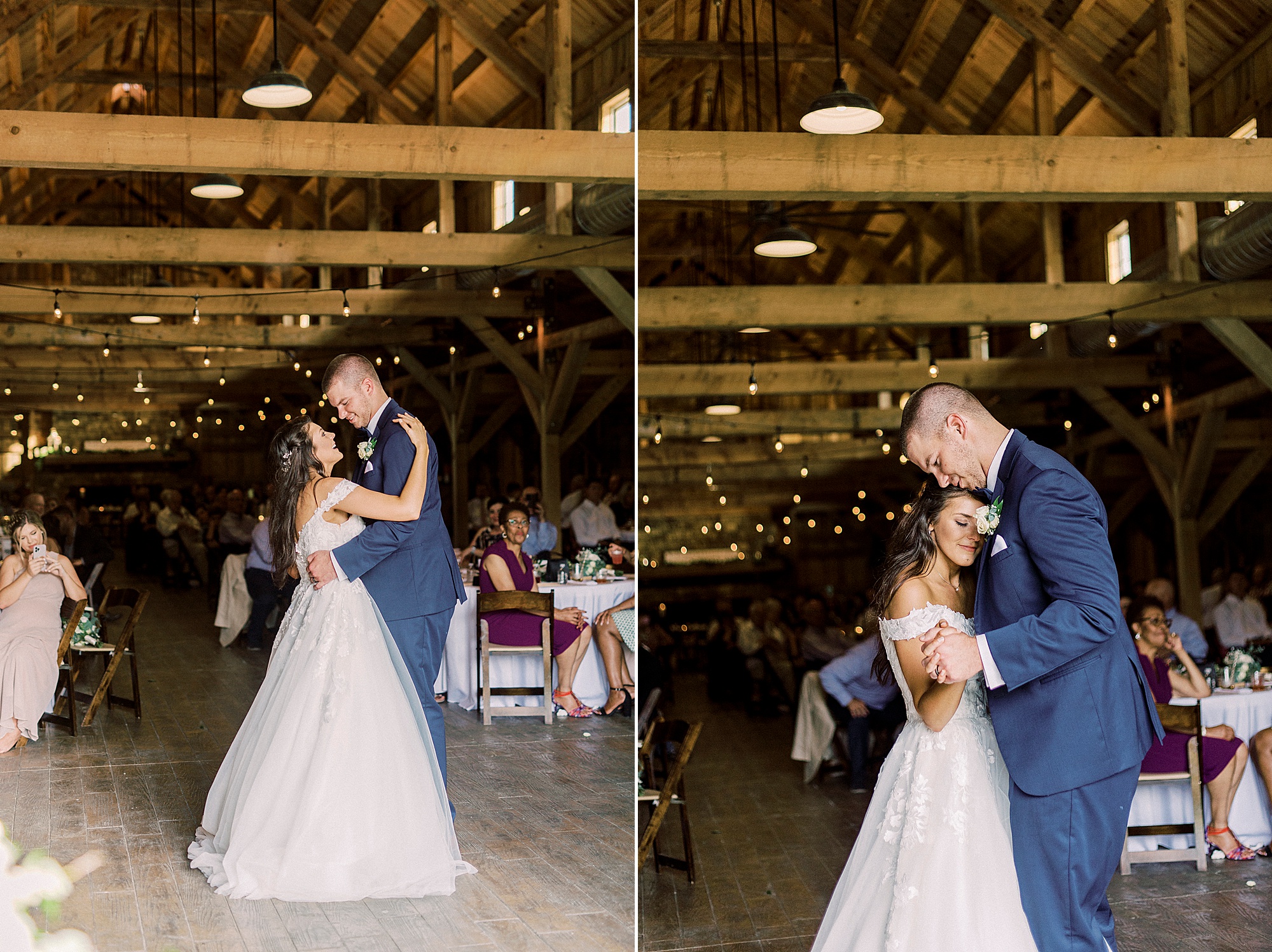 newlyweds have first dance at The Farmstead