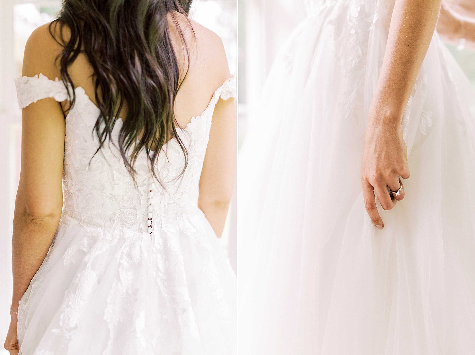 bridal gown details for The Farmstead wedding
