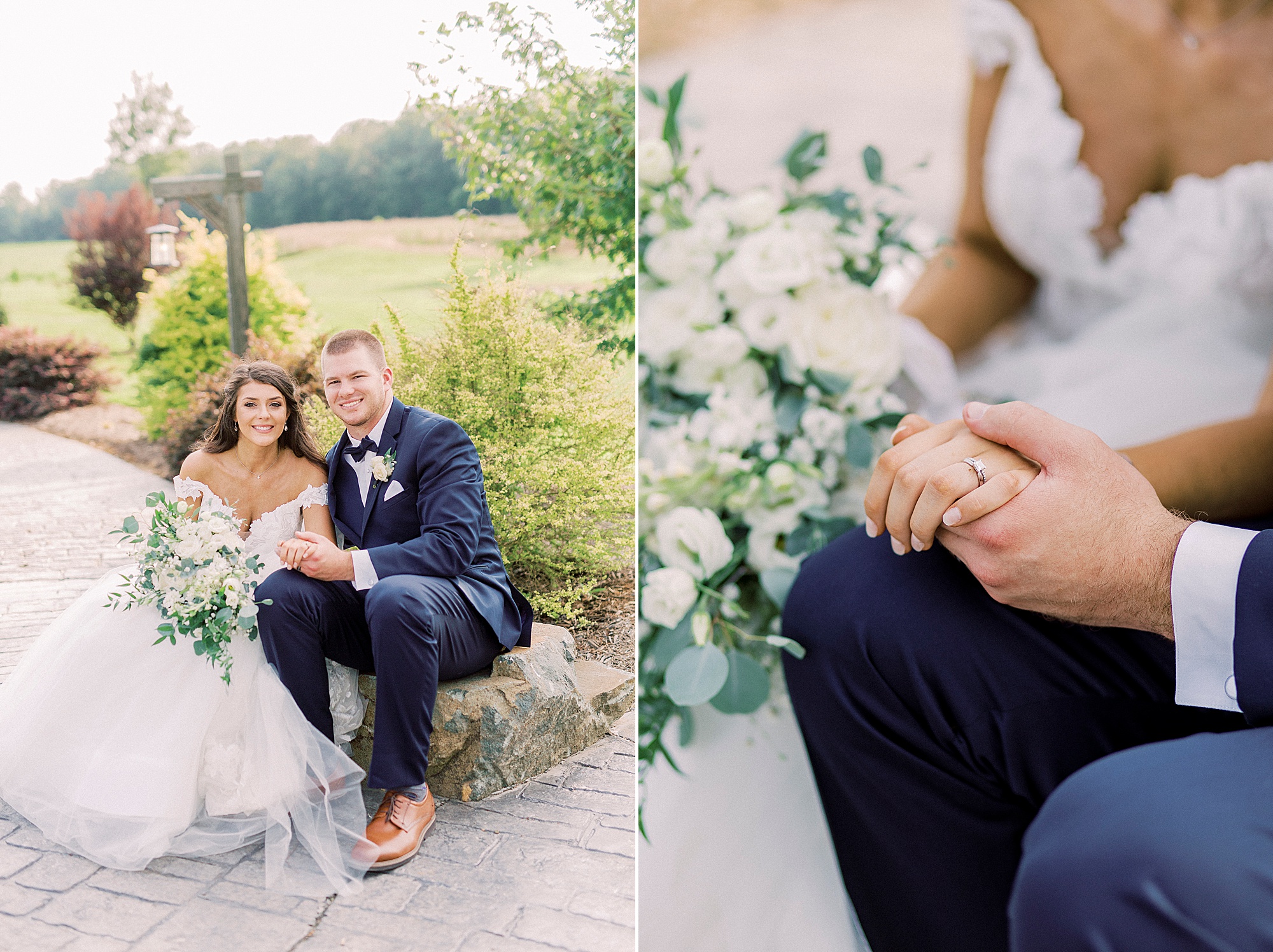 wedding portraits of bride and groom at The Farmstead