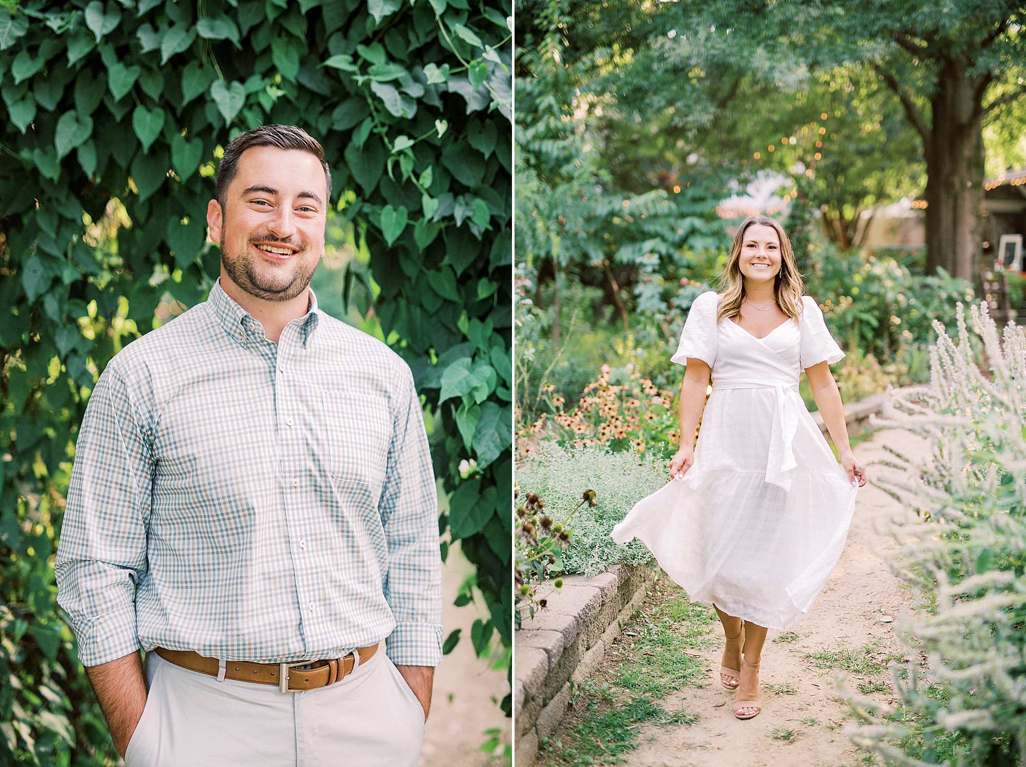 bride and groom pose in McGill Rose Garden