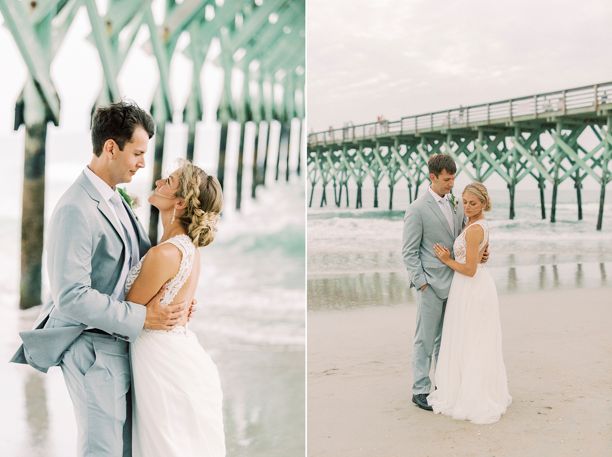 beach wedding portraits of bride an groom