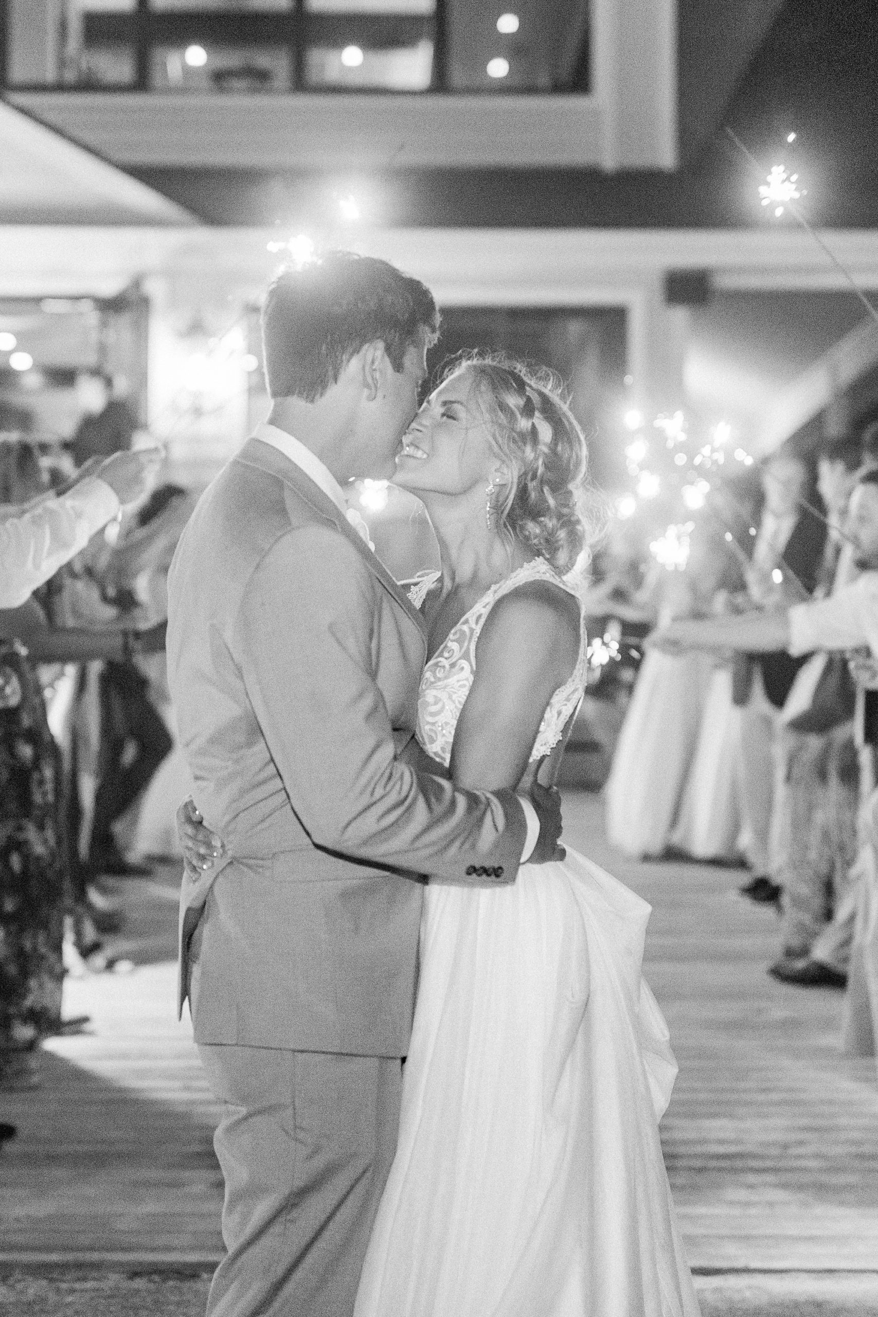 sparkler exit from Wrightsville Beach wedding reception