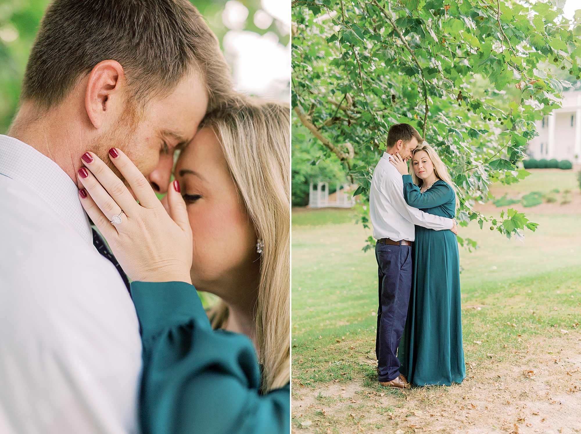 bride and groom kiss under tree at Vesuvius Vineyards