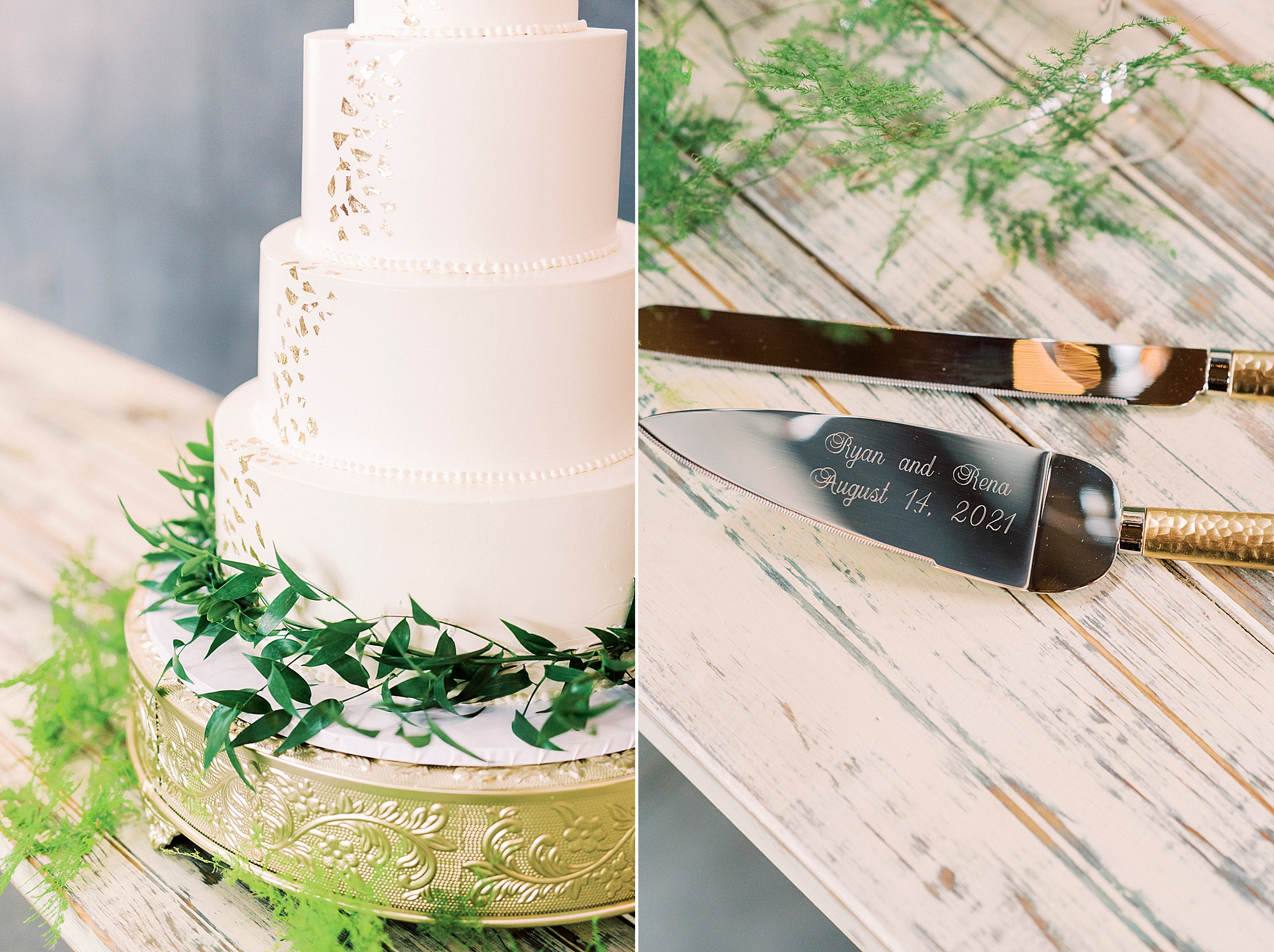 wedding cake for NC reception at the Cadillac Service Garage