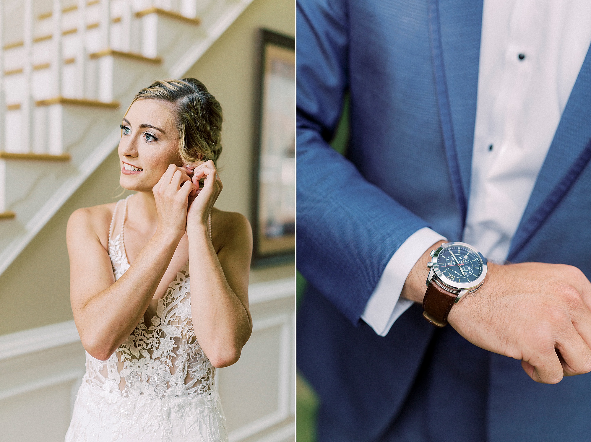 bride and groom prepare for Winston Salem wedding