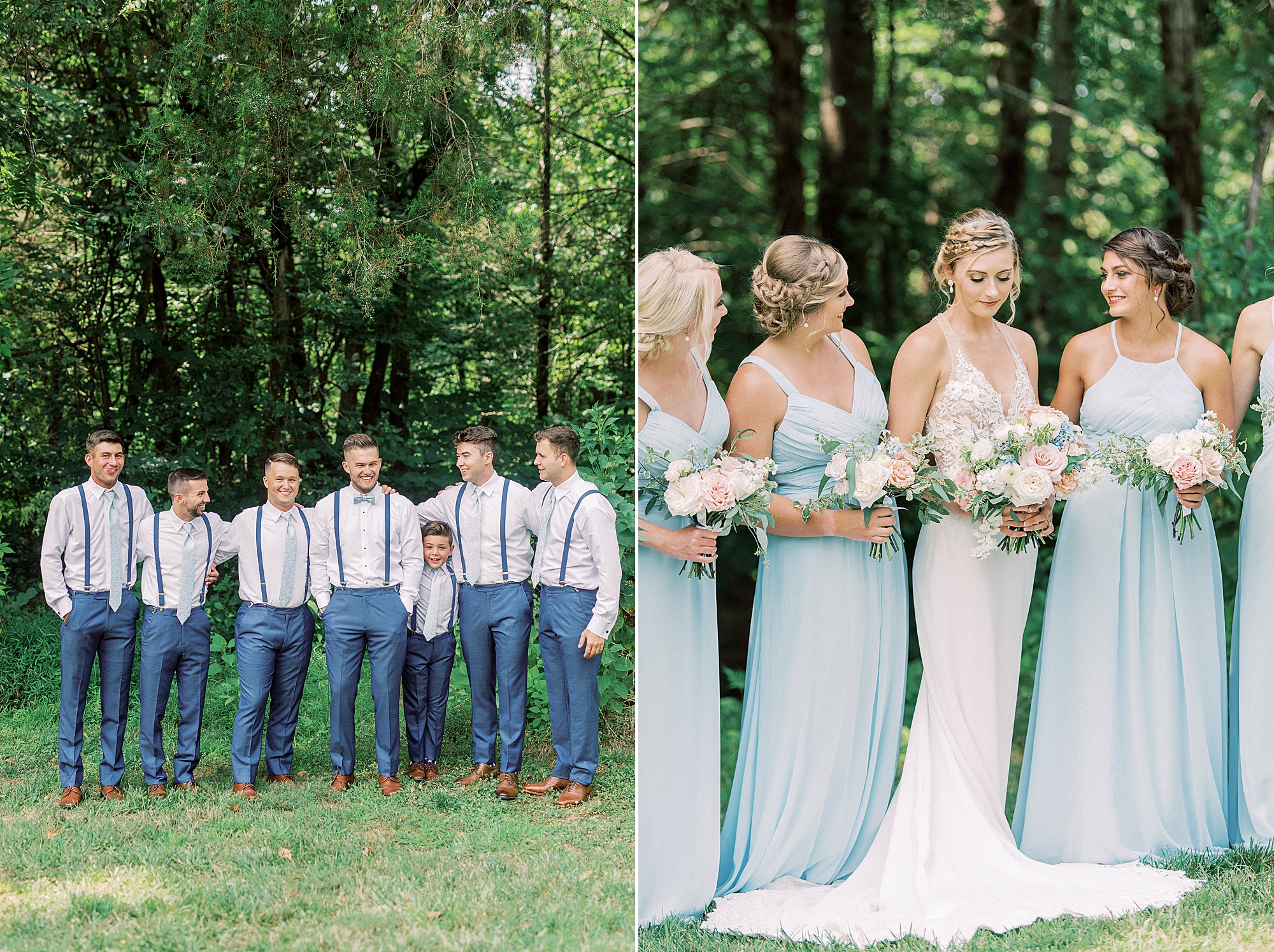 bridal party poses before Winston Salem wedding