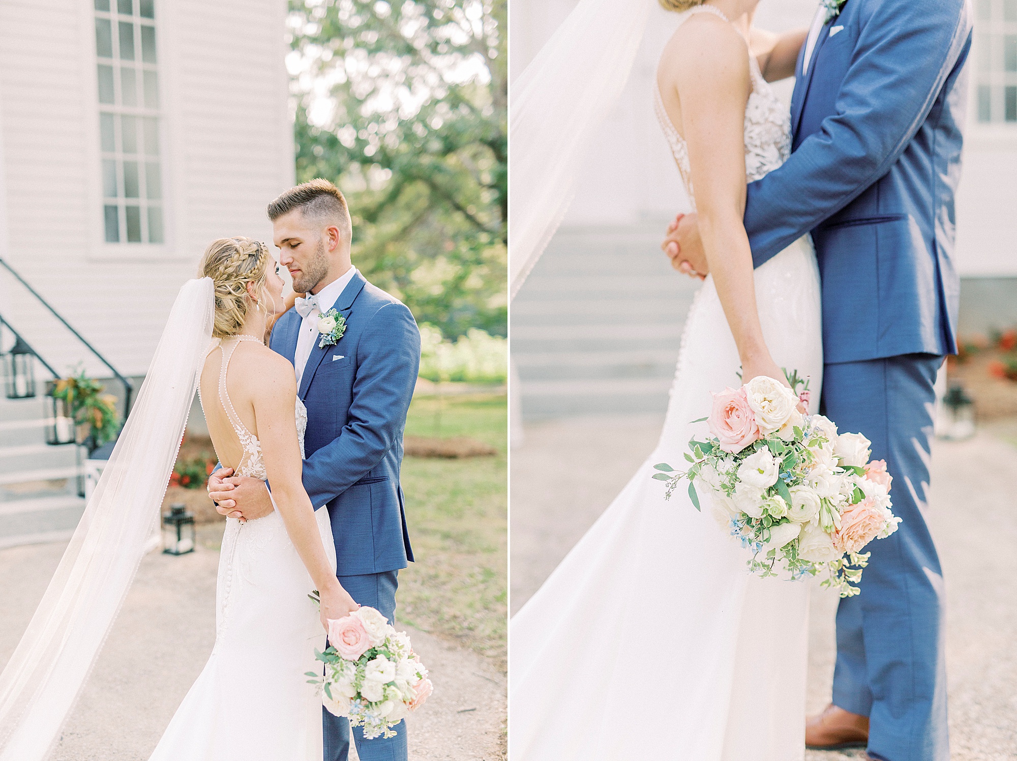 couple hugs outside Winston-Salem NC church