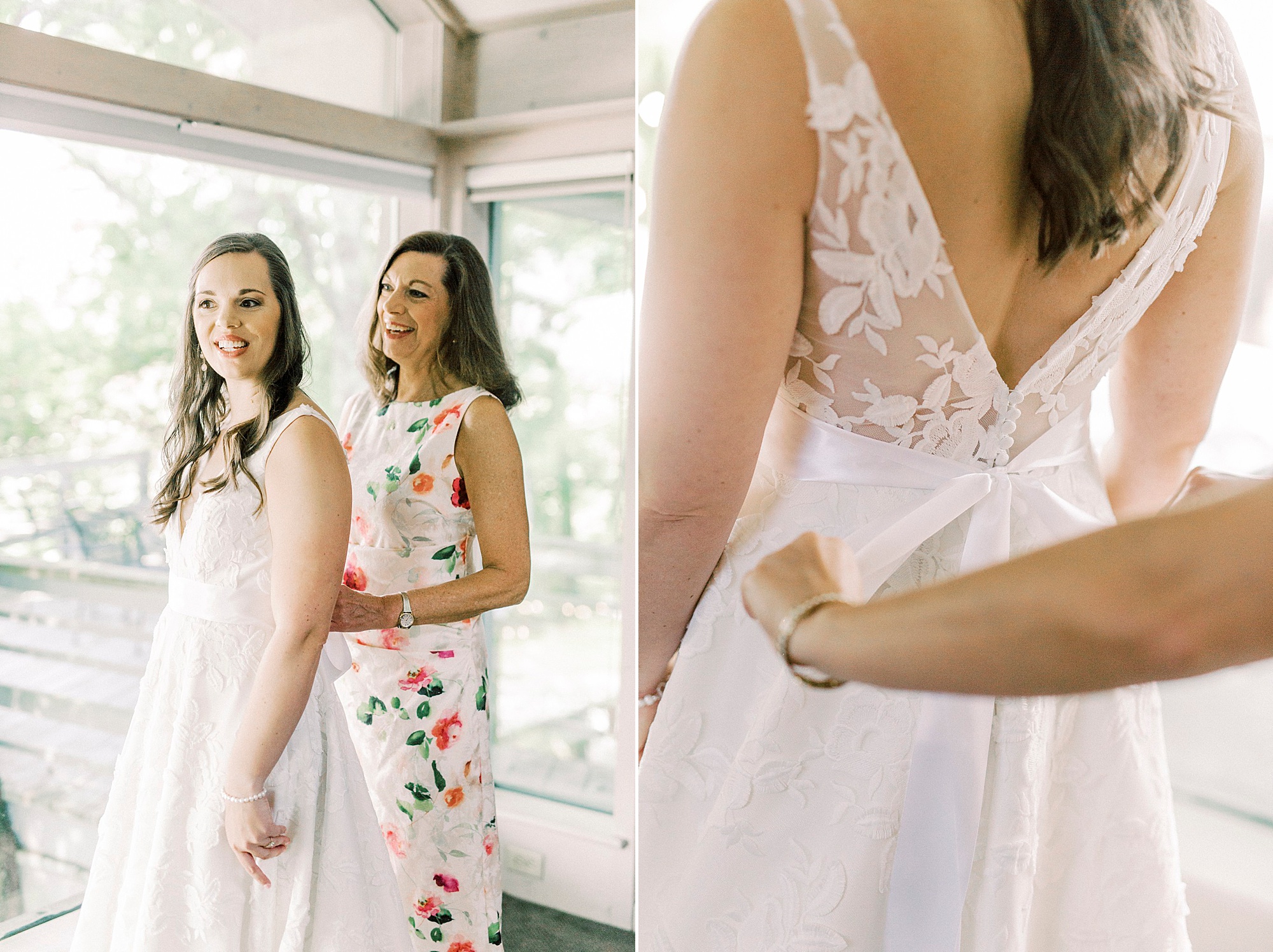 mom helps daughter prepare for NC wedding day