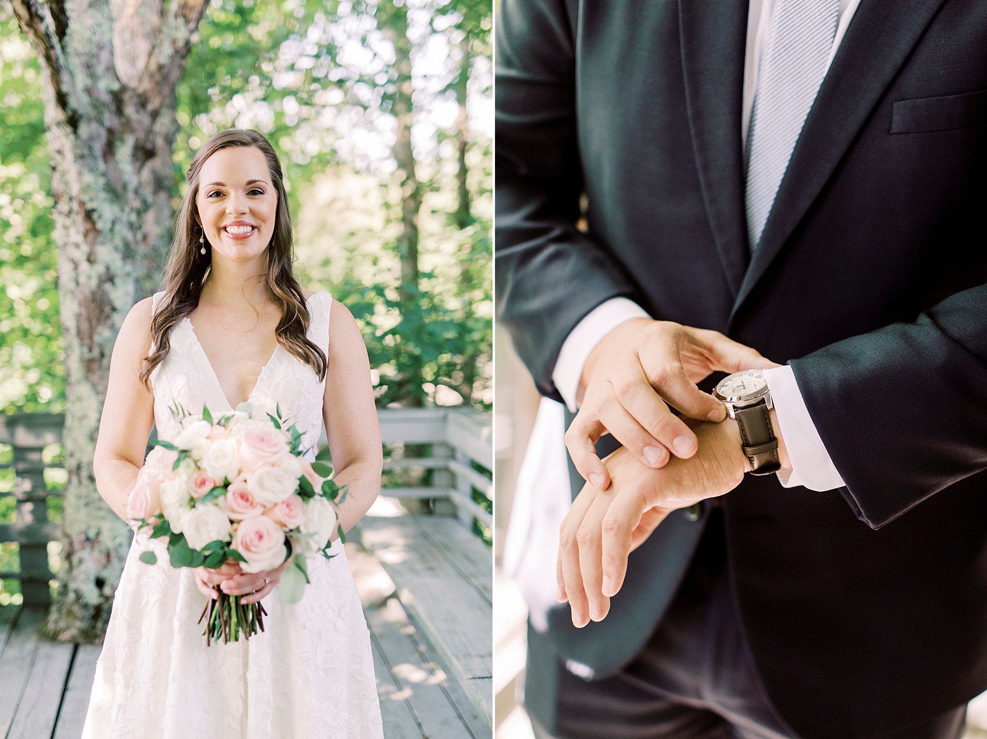 bride and groom prepare for NC wedding day