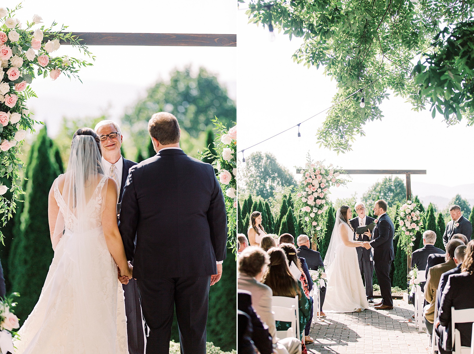 couple exchanges vows during The Inn at Crestwood wedding