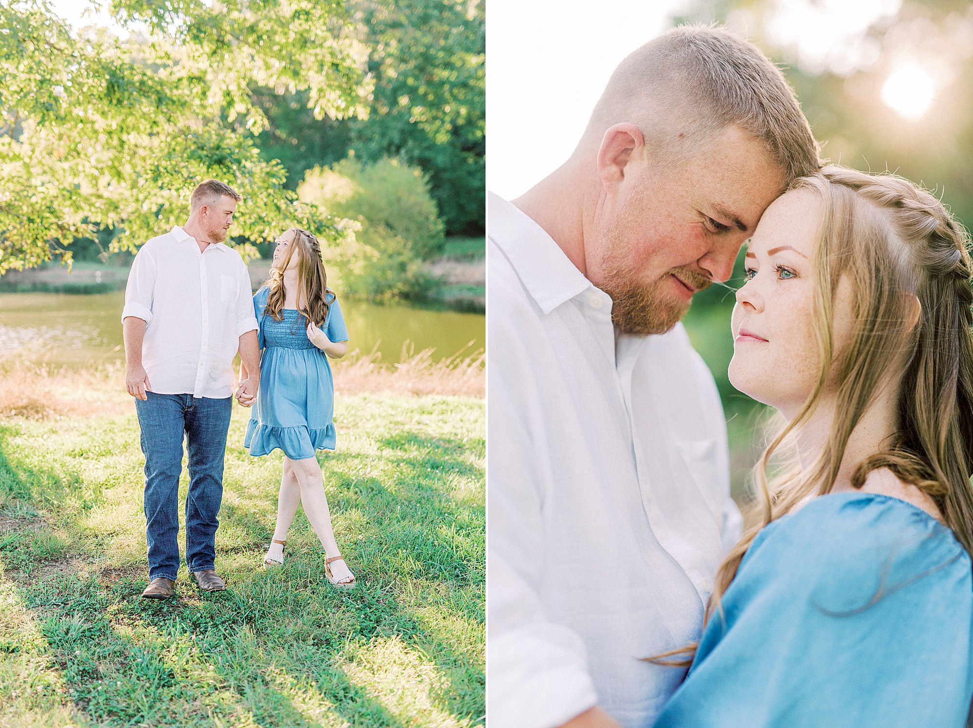 fall Sunset Farm engagement session for bride and groom in Charlotte NC
