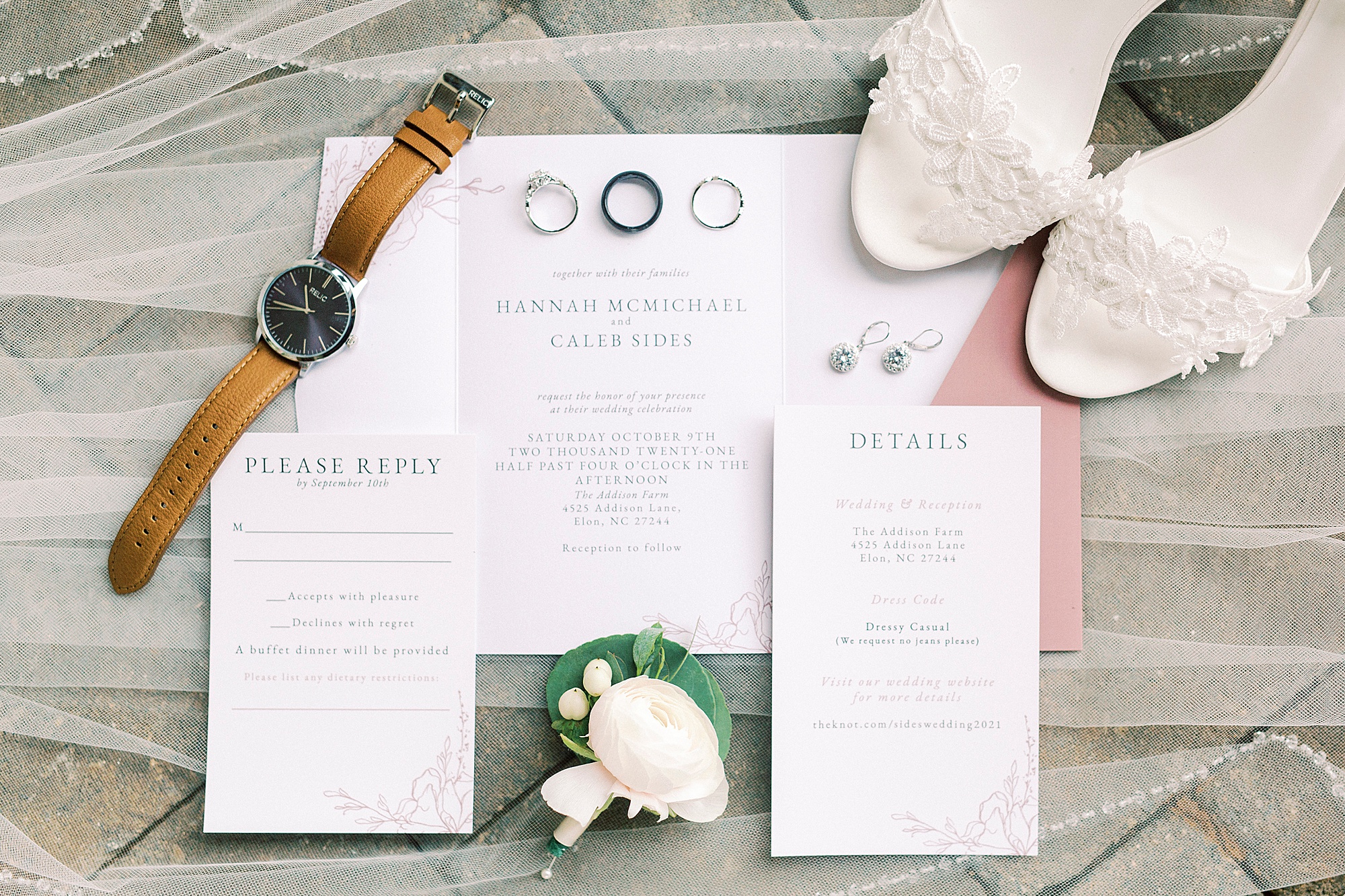 wedding invitation suite for Greensboro NC day