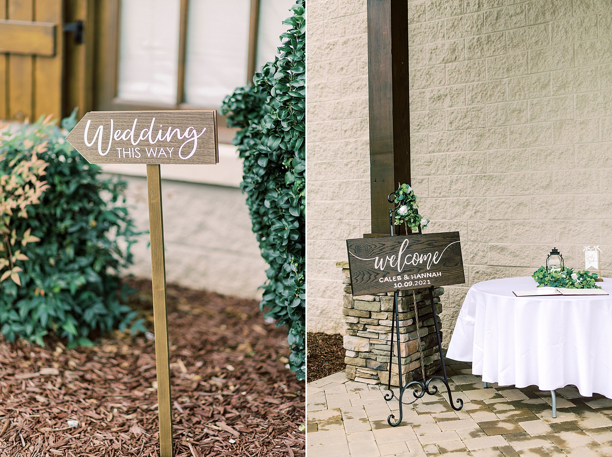 welcome signs for outdoor ceremony on farm in Greensboro NC