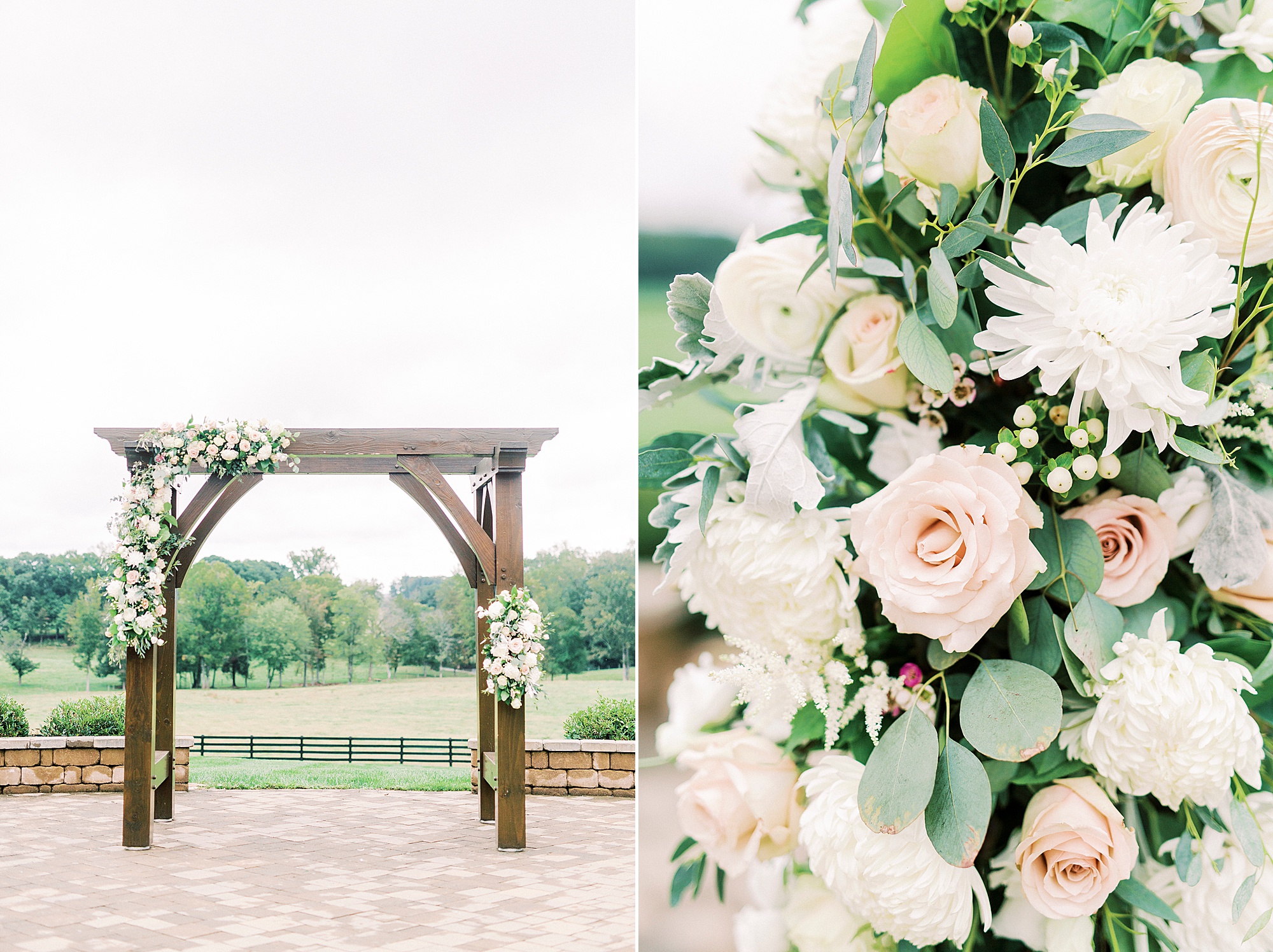 arbor decoration for fall wedding ceremony at Addison Farm