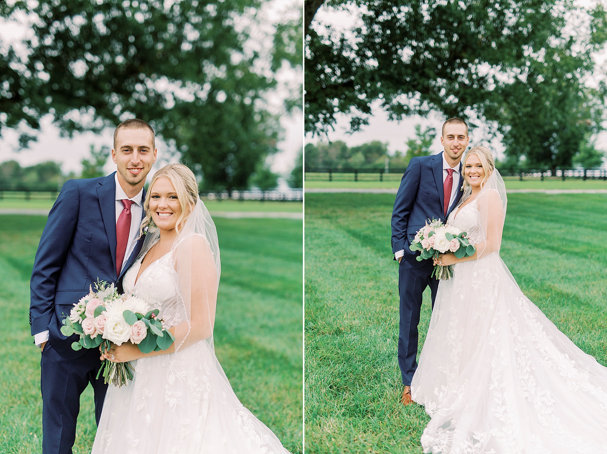 newlyweds hug during NC wedding portraits at Addison Farm