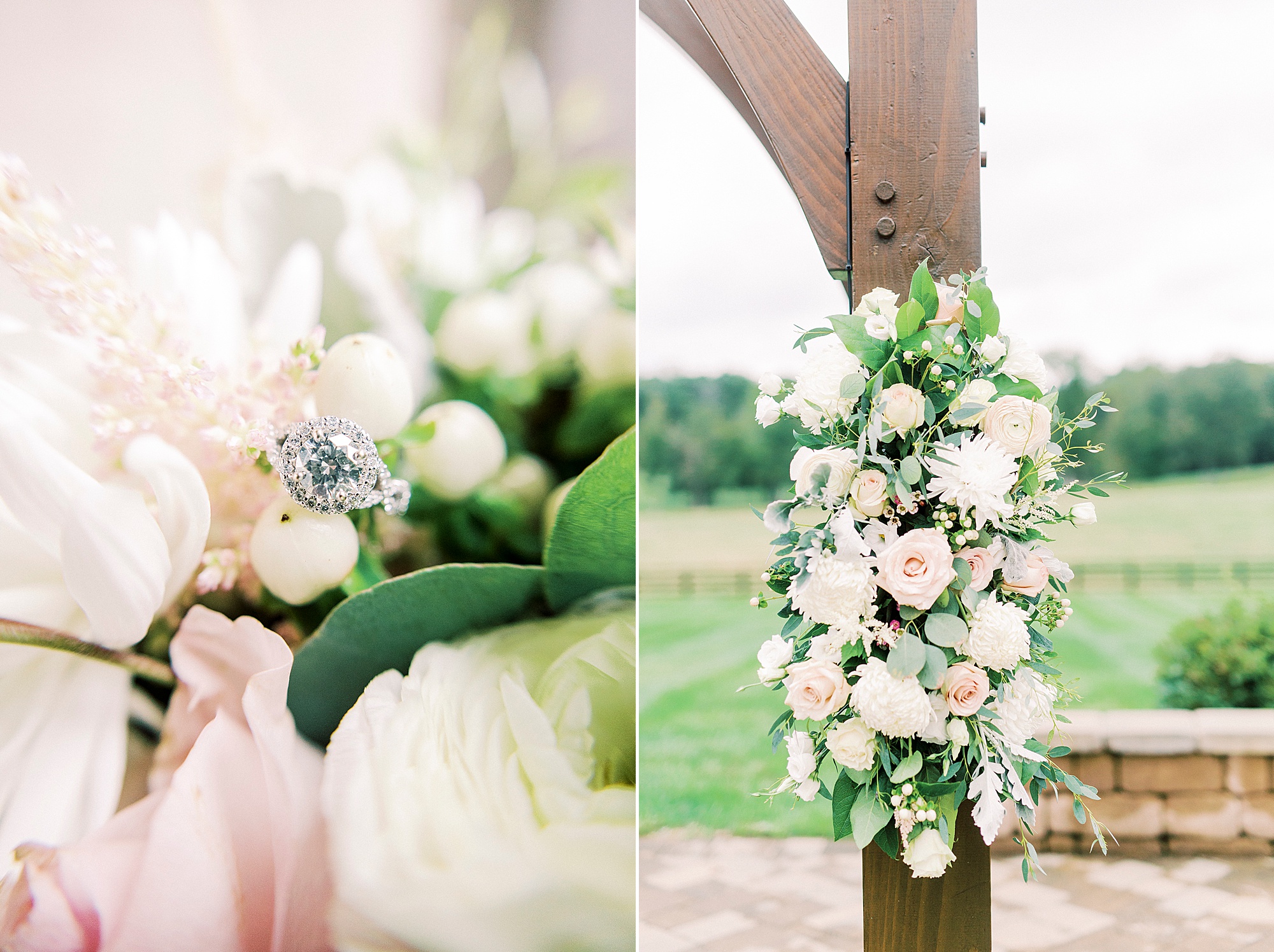 details for outdoor wedding ceremony on farm