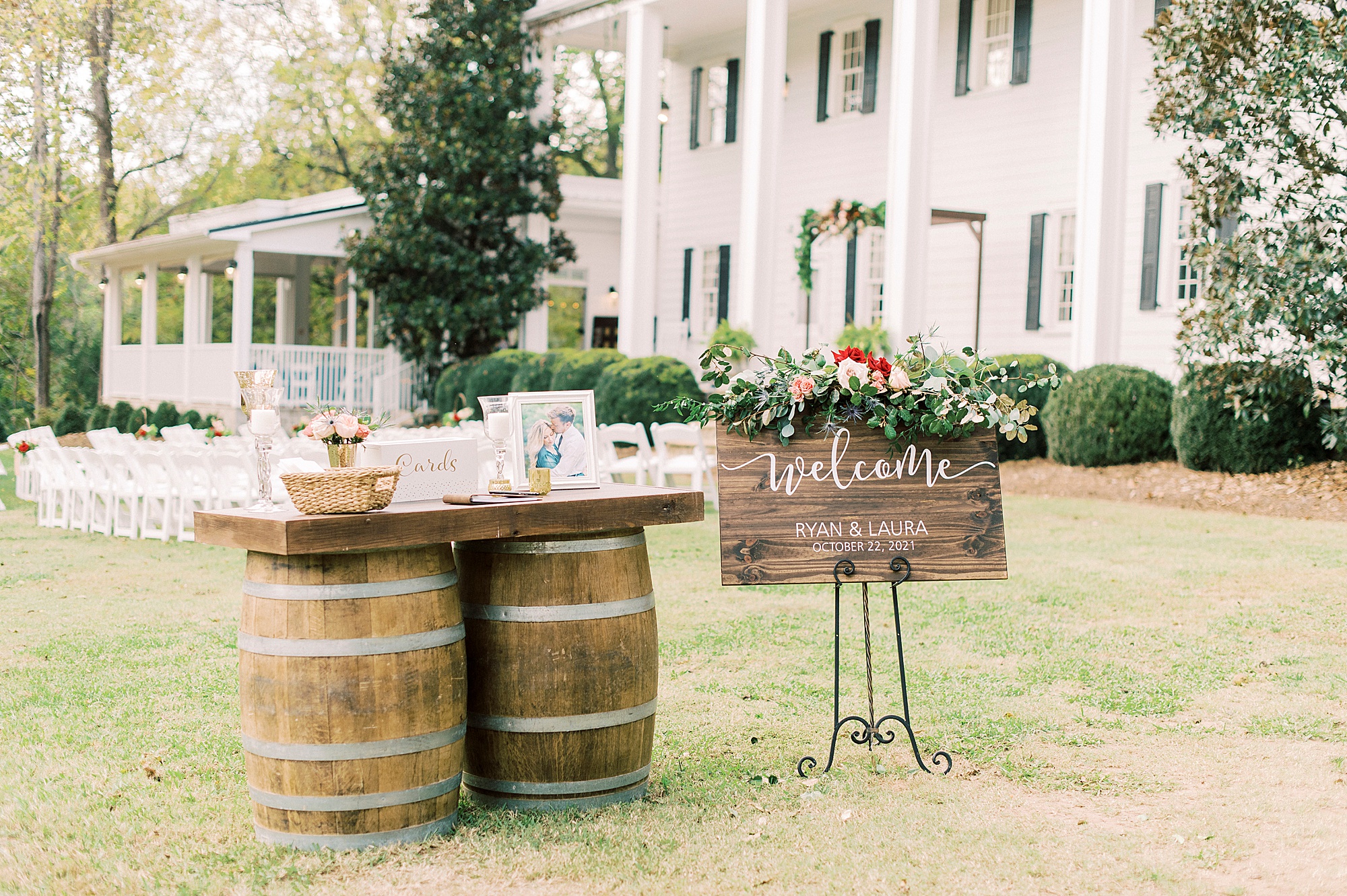 welcome table for Vesuvius Vineyards wedding ceremony