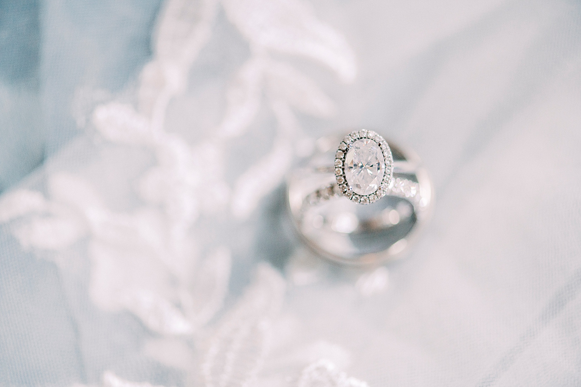 wedding ring on veil before NC wedding day